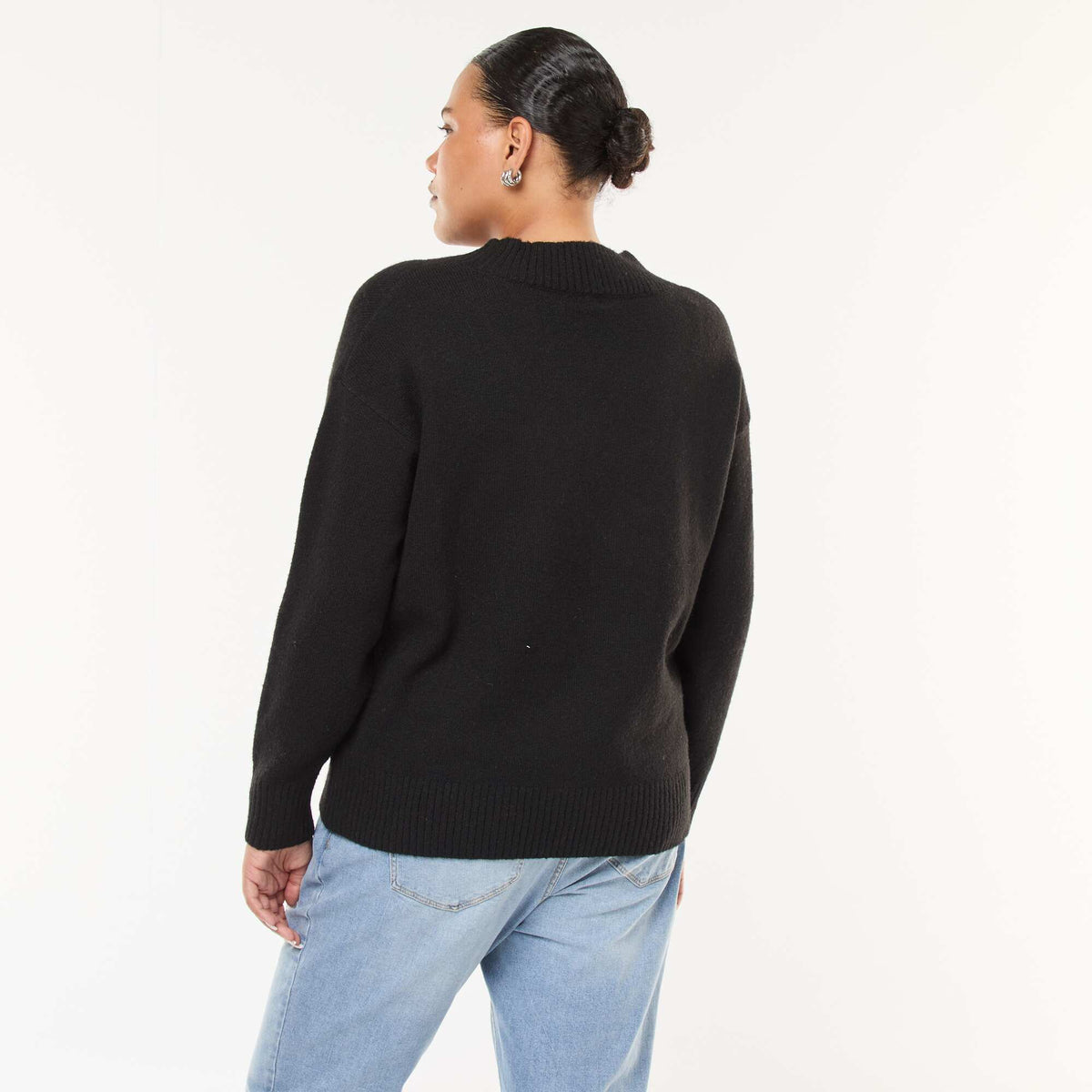 Pull en maille épaisse avec col V NOIR