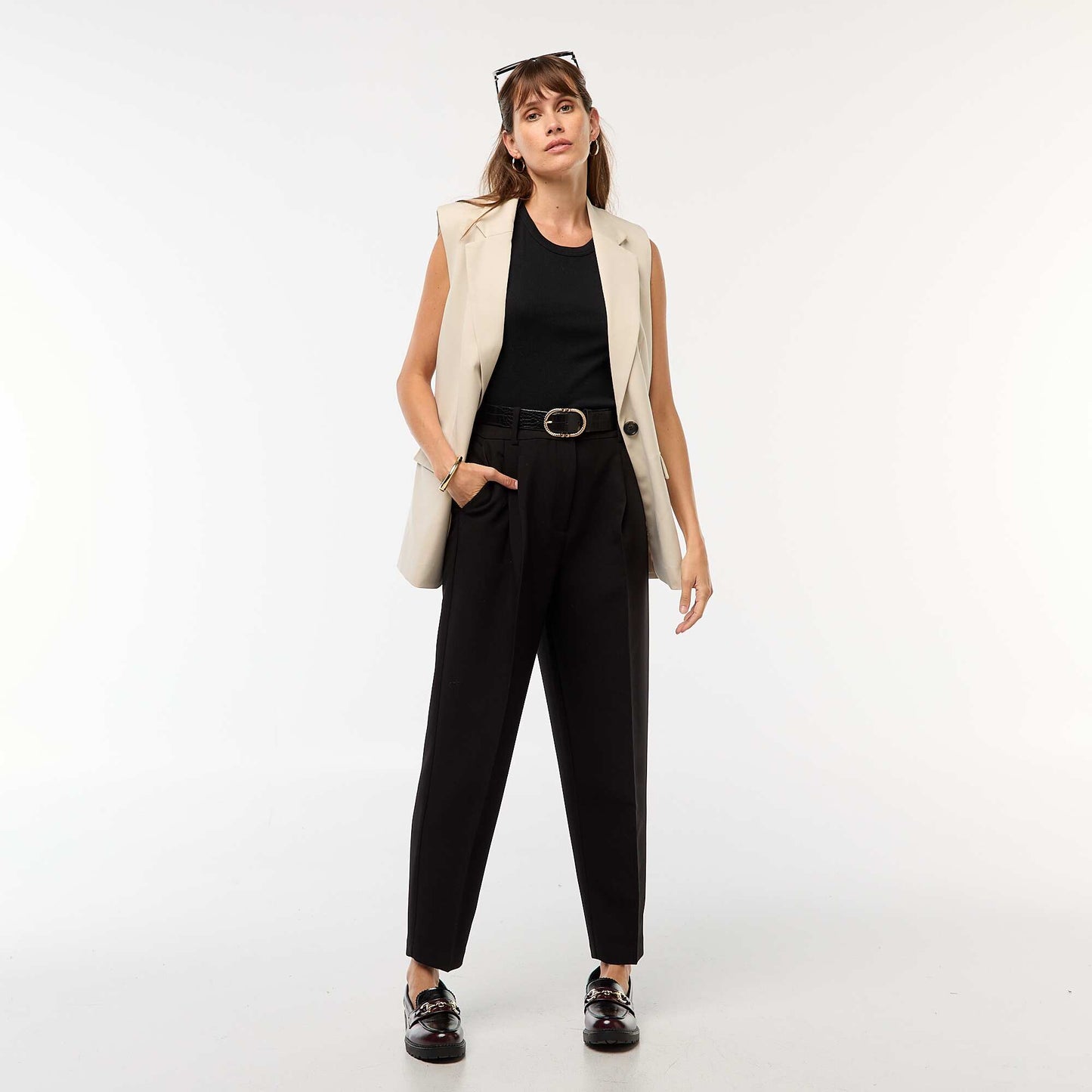 Pantalon carotte fluide NOIR
