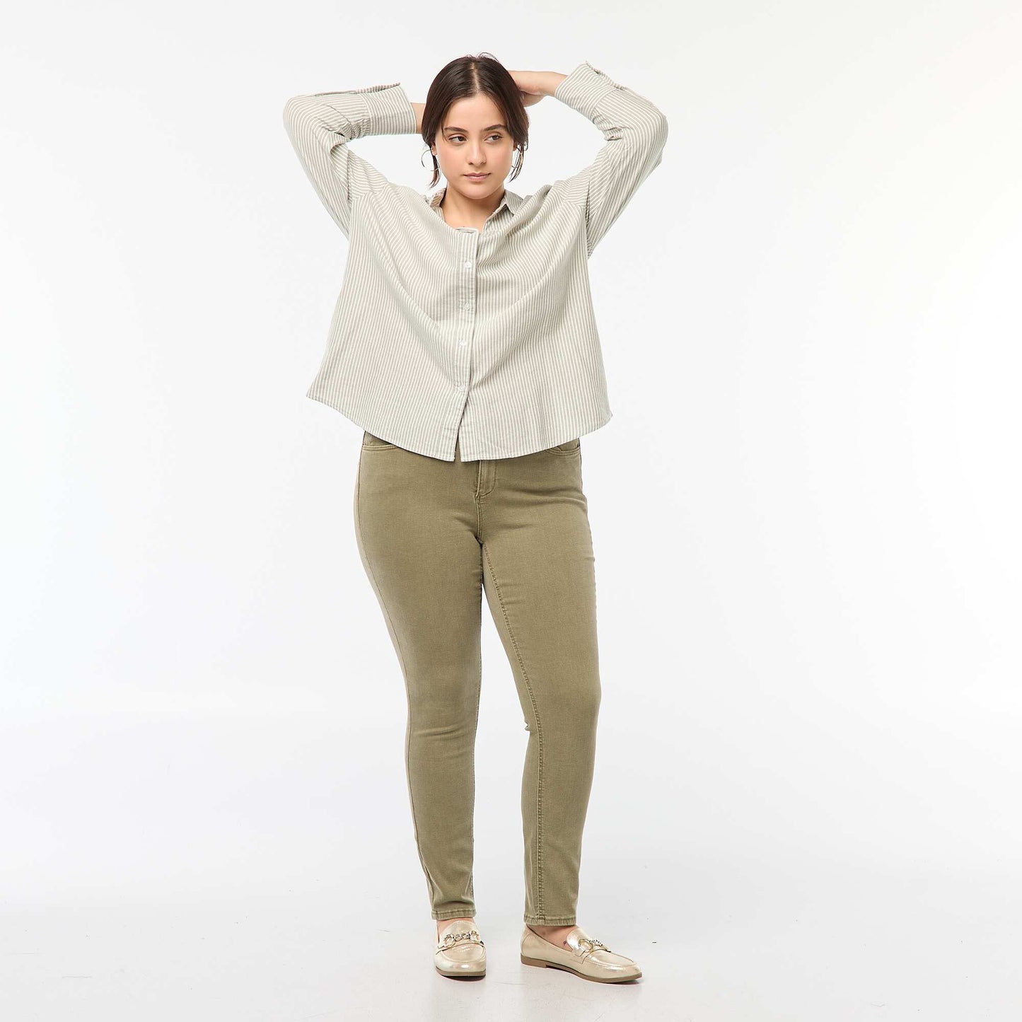 Pantalon skinny taille haute KAKI