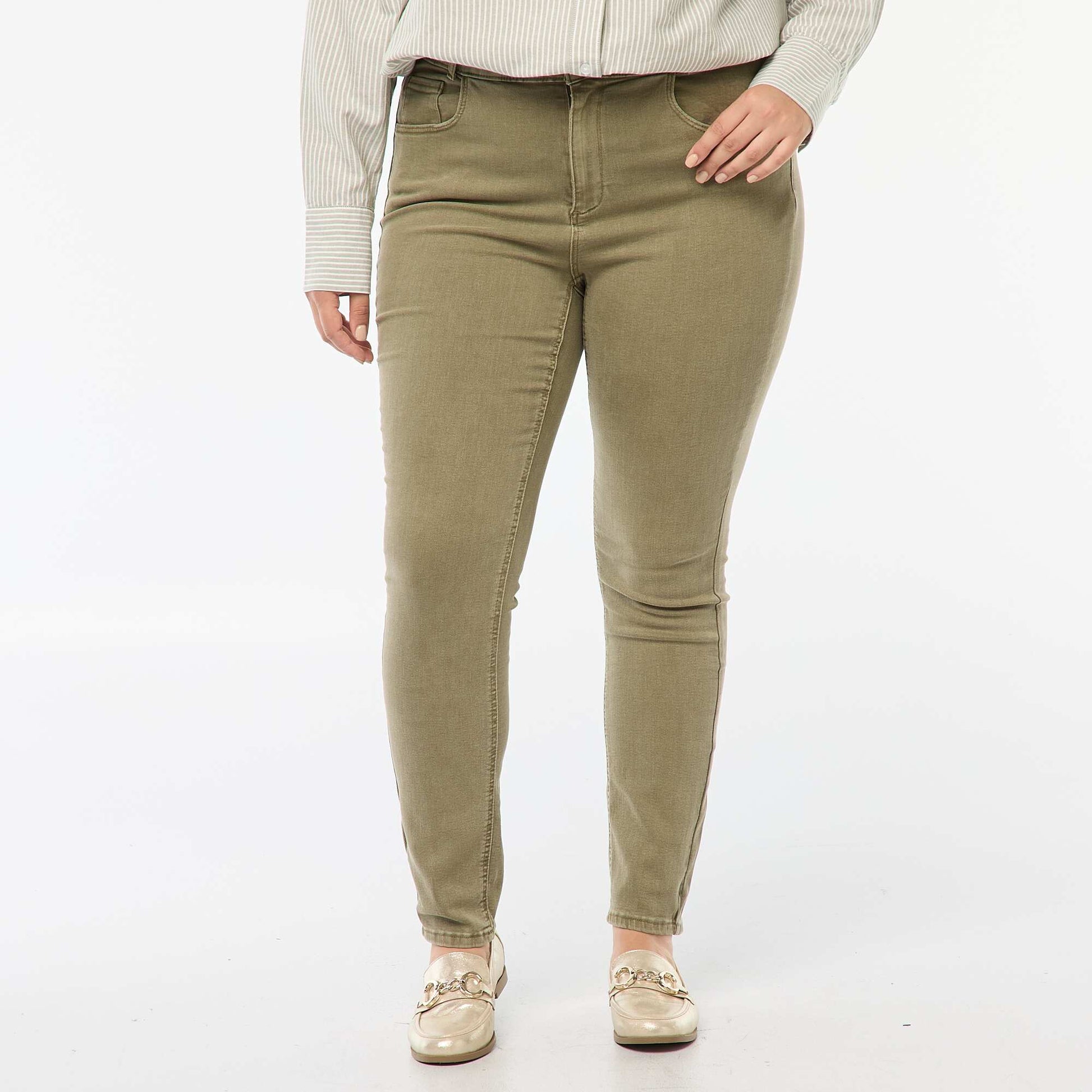 Pantalon skinny taille haute KAKI