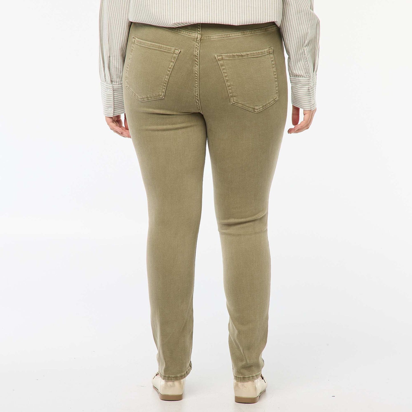 Pantalon skinny taille haute KAKI