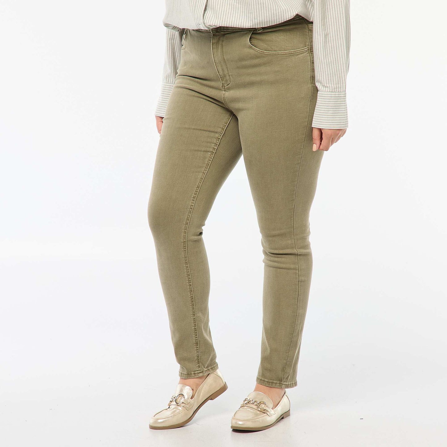 Pantalon skinny taille haute KAKI