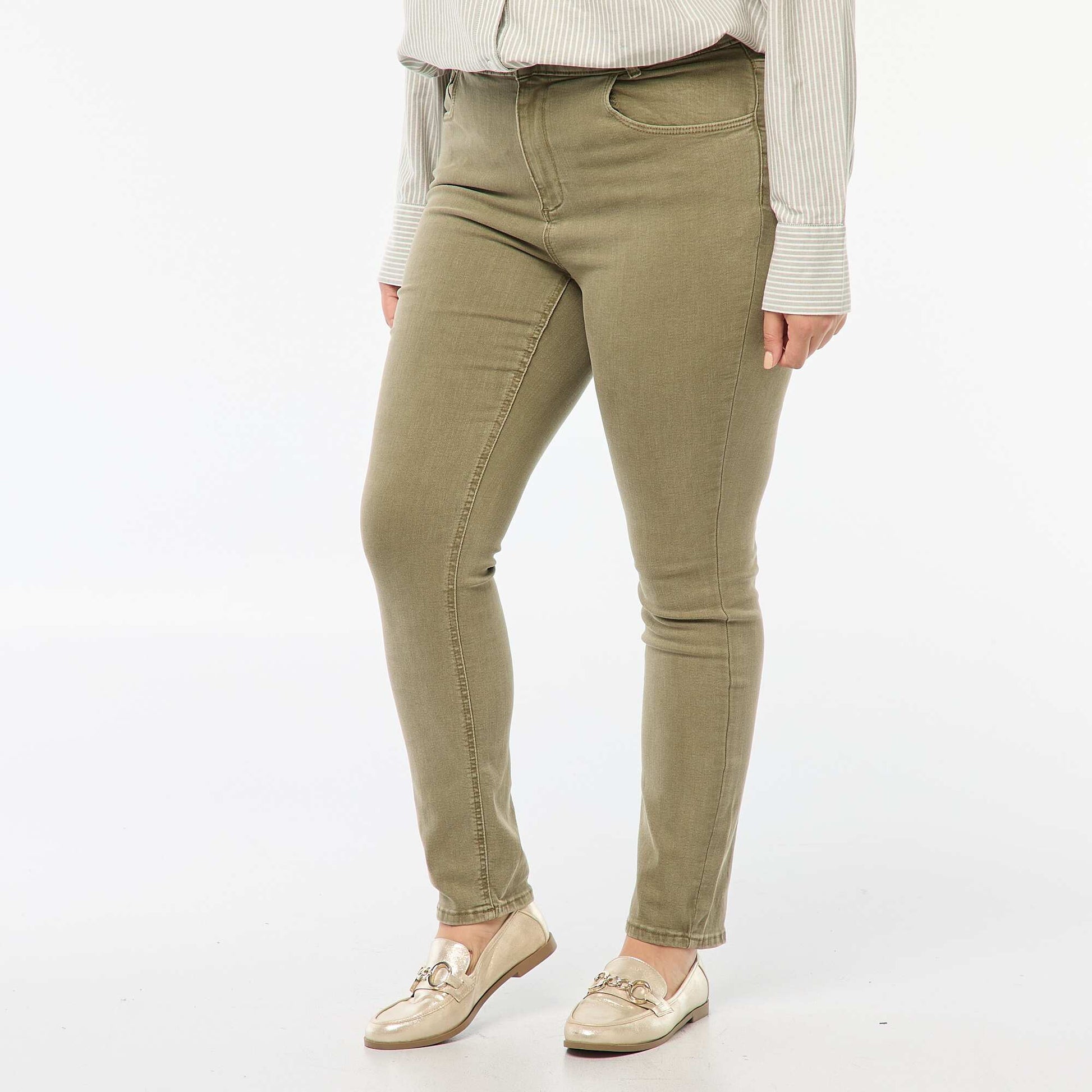 Pantalon skinny taille haute KAKI
