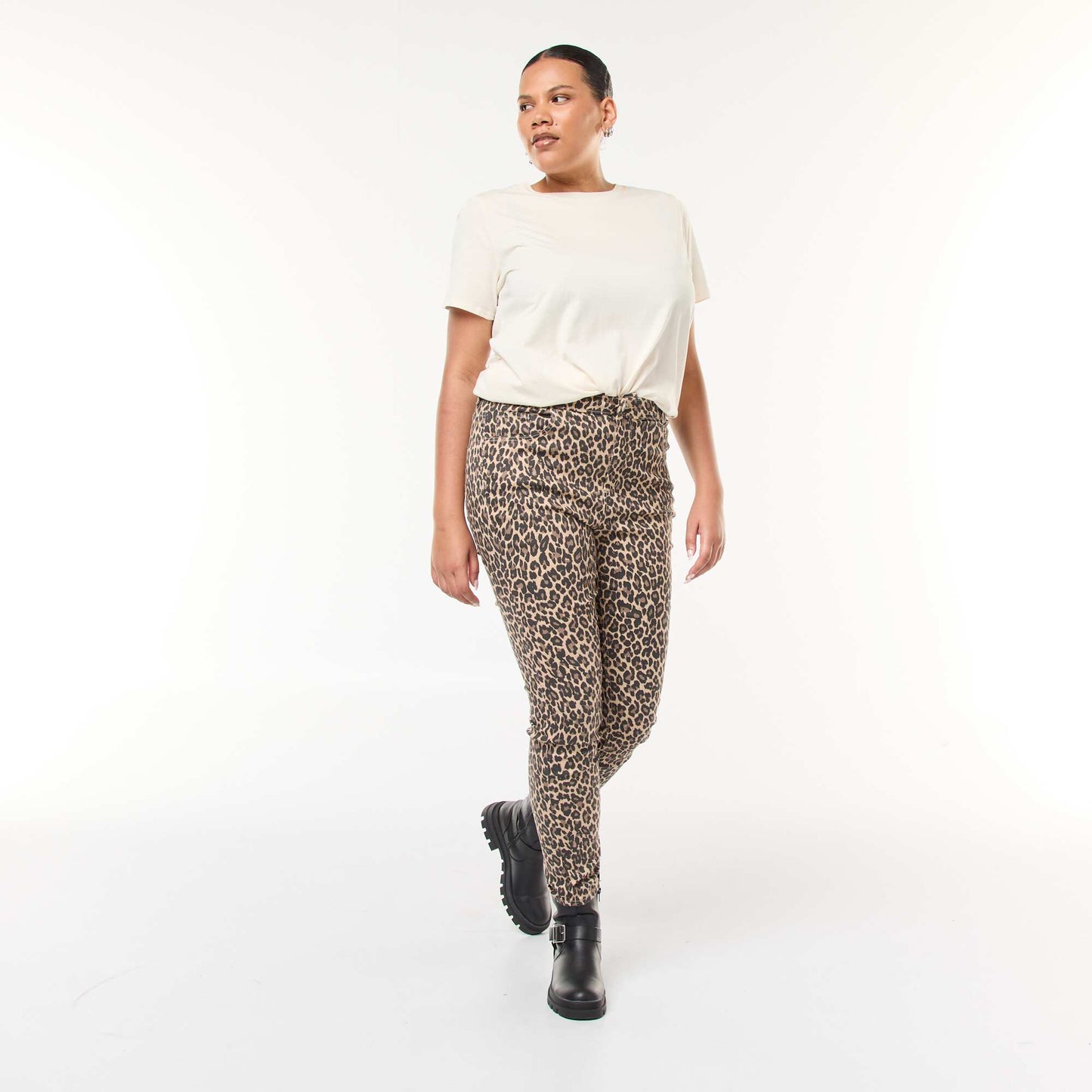 Pantalon skinny taille haute BEIGE