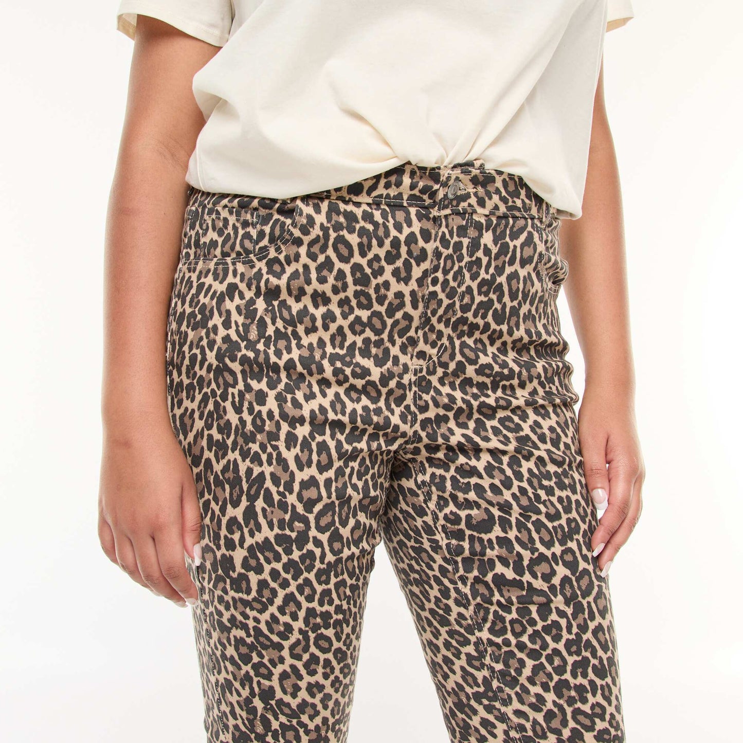 Pantalon skinny taille haute BEIGE
