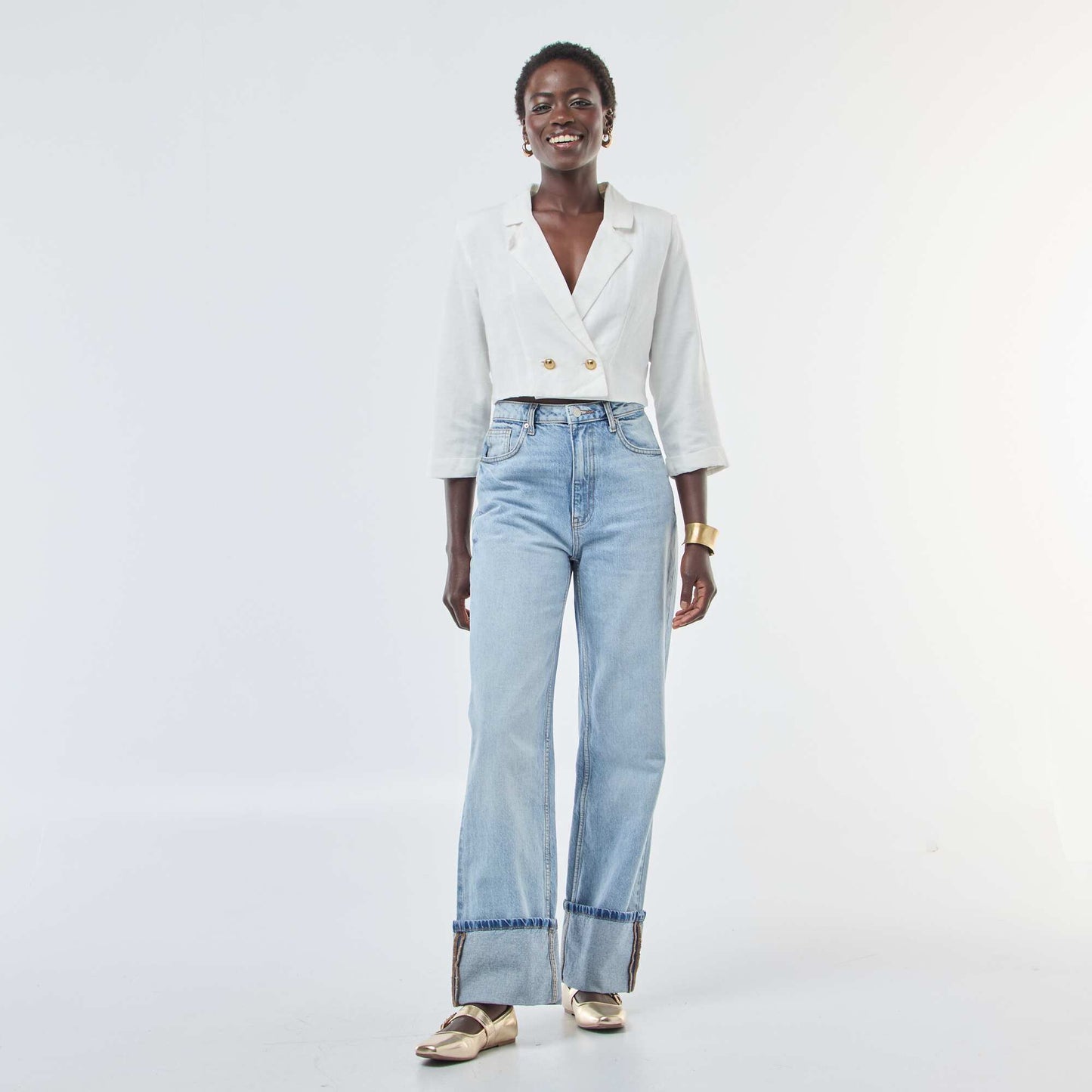 Veste tailleur cropped unie BEIGE