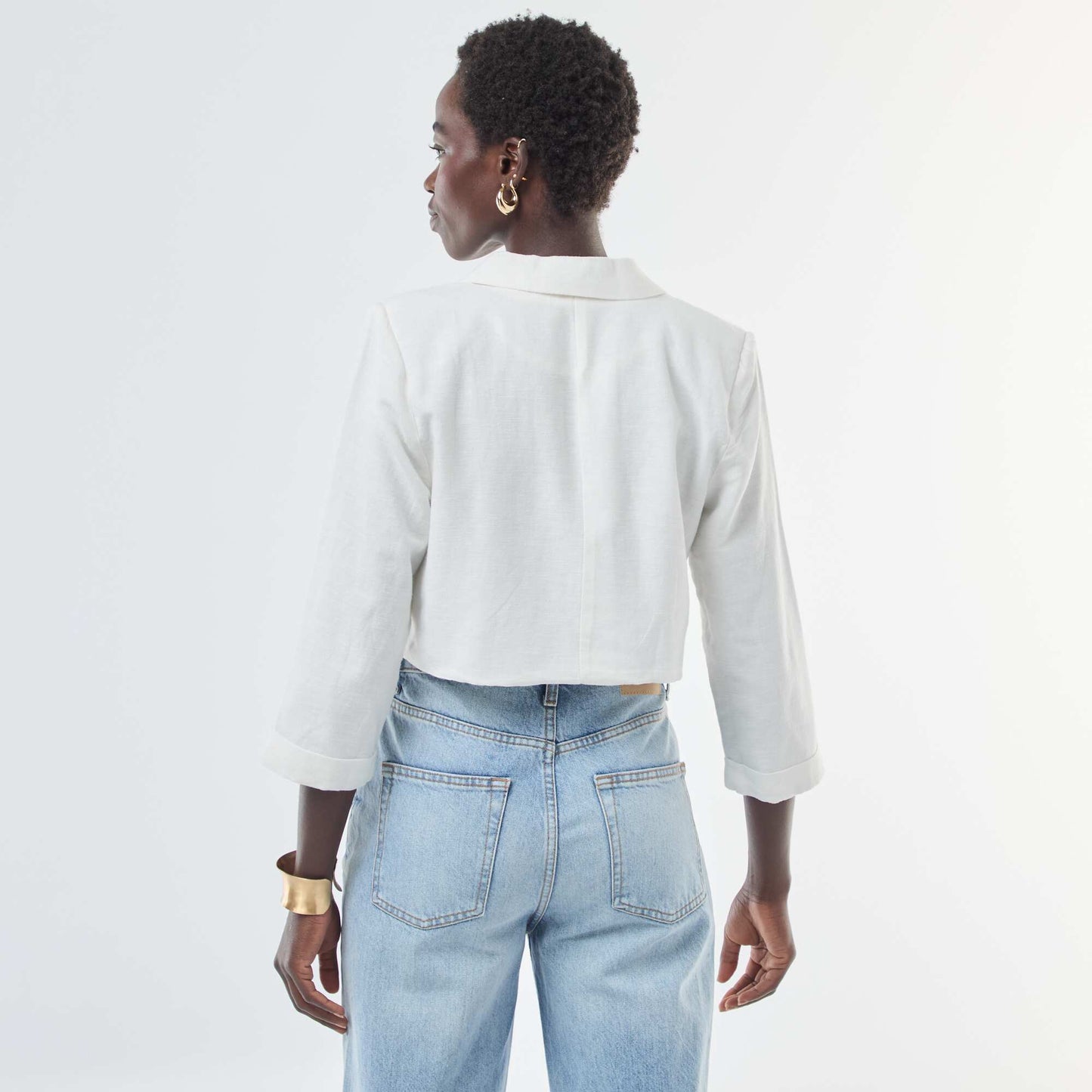 Veste tailleur cropped unie BEIGE