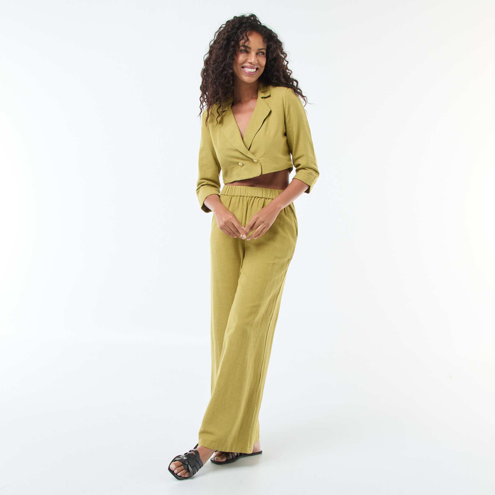 Veste tailleur cropped unie VERT