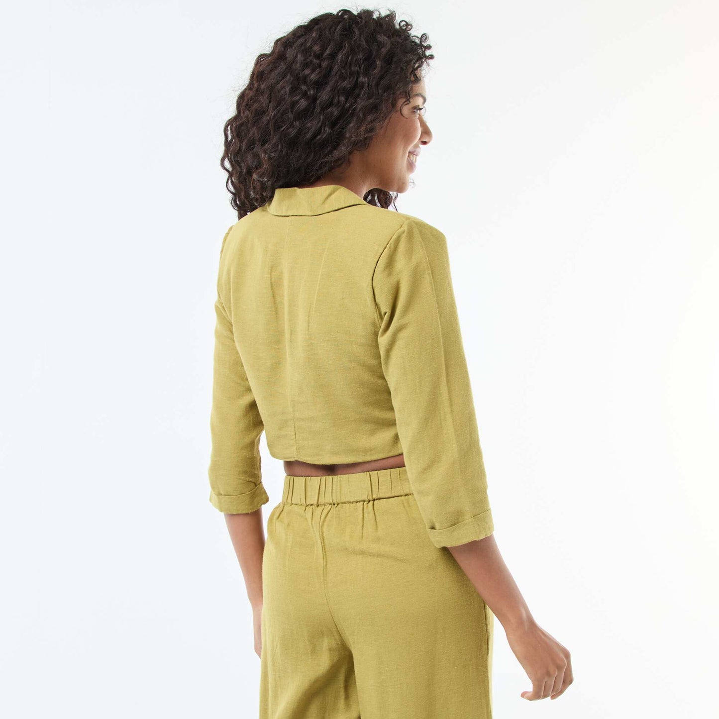 Veste tailleur cropped unie VERT