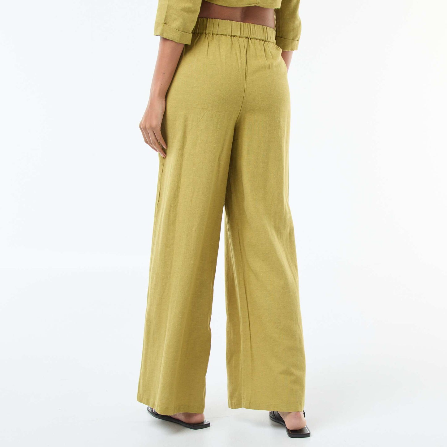 Pantalon large / wide legs avec taille élastiquée VERT
