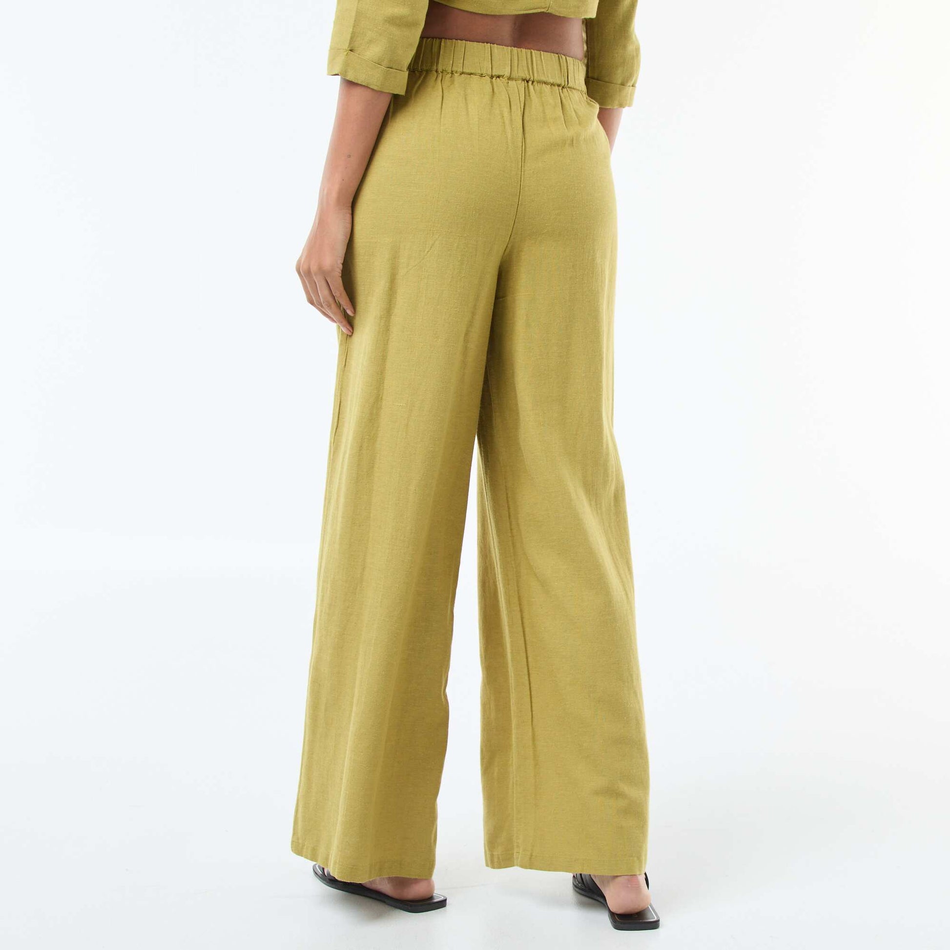 Pantalon large / wide legs avec taille élastiquée VERT