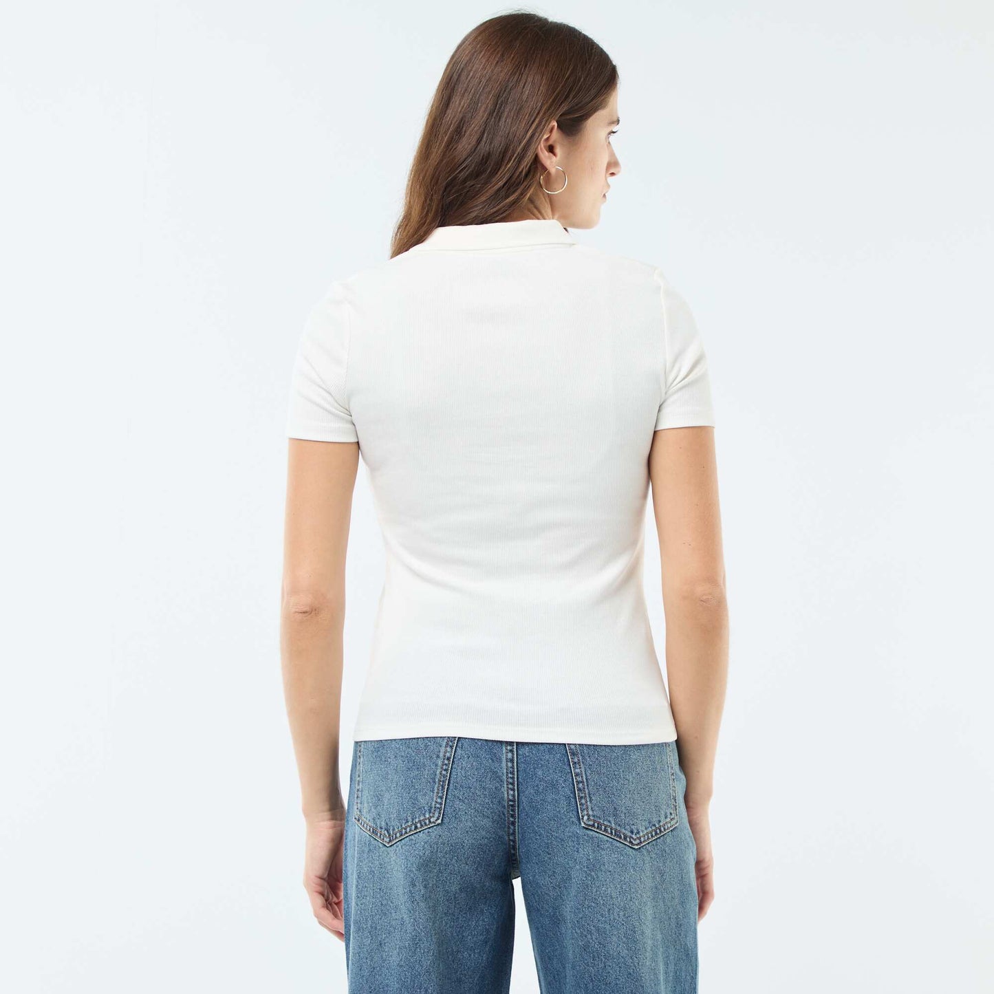 Polo en côte de coton uni BEIGE
