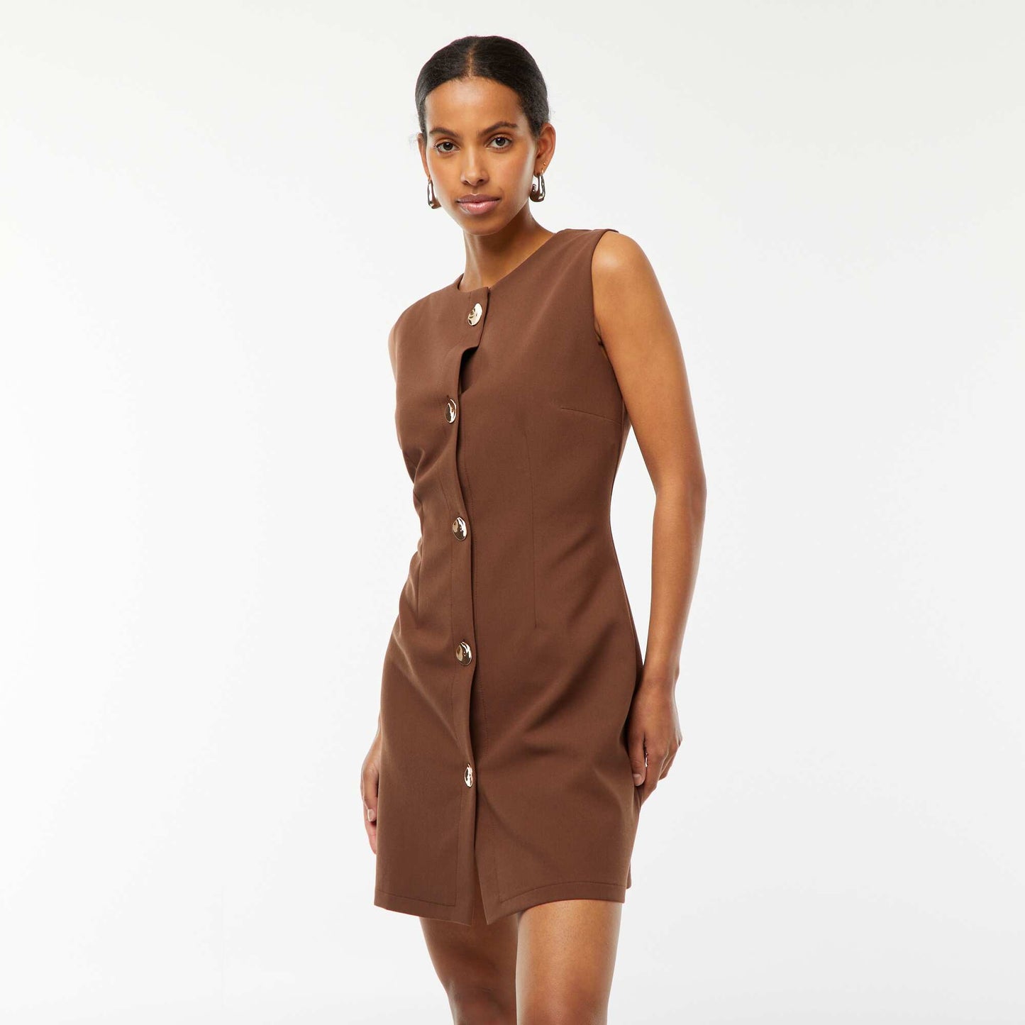 Robe courte sans manches MARRON