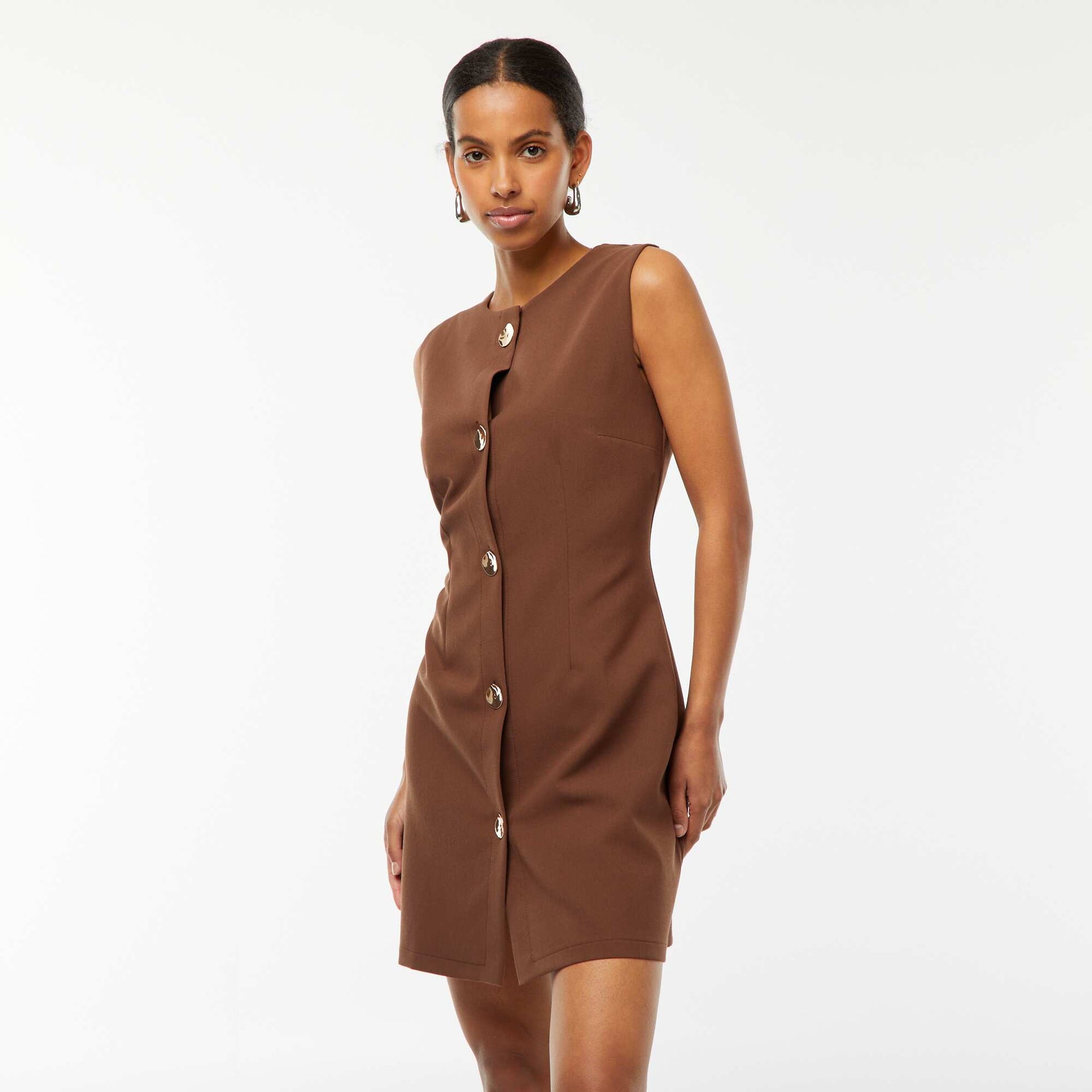 Robe courte sans manches MARRON