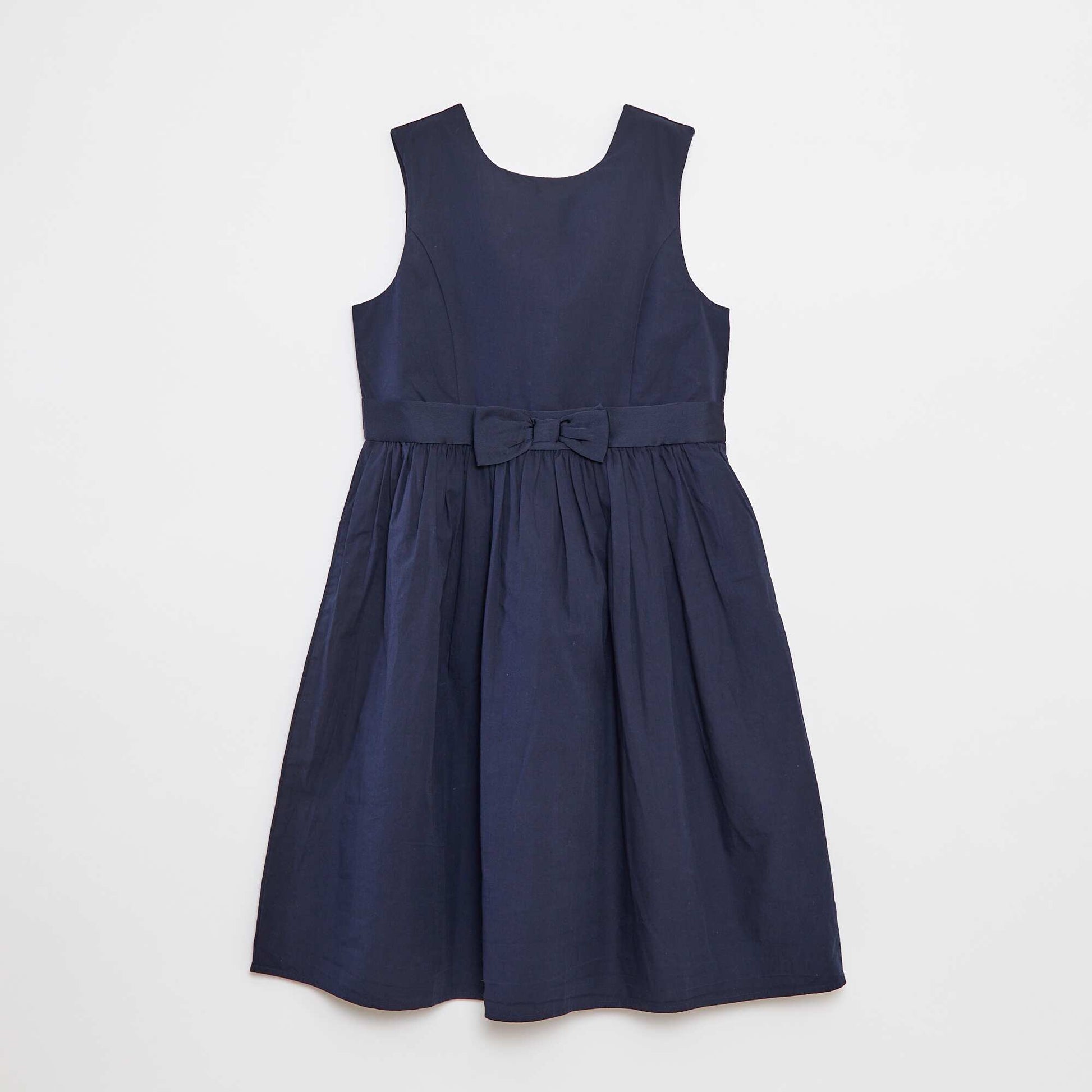 Robe évasée avec ceinture satinée BLEU
