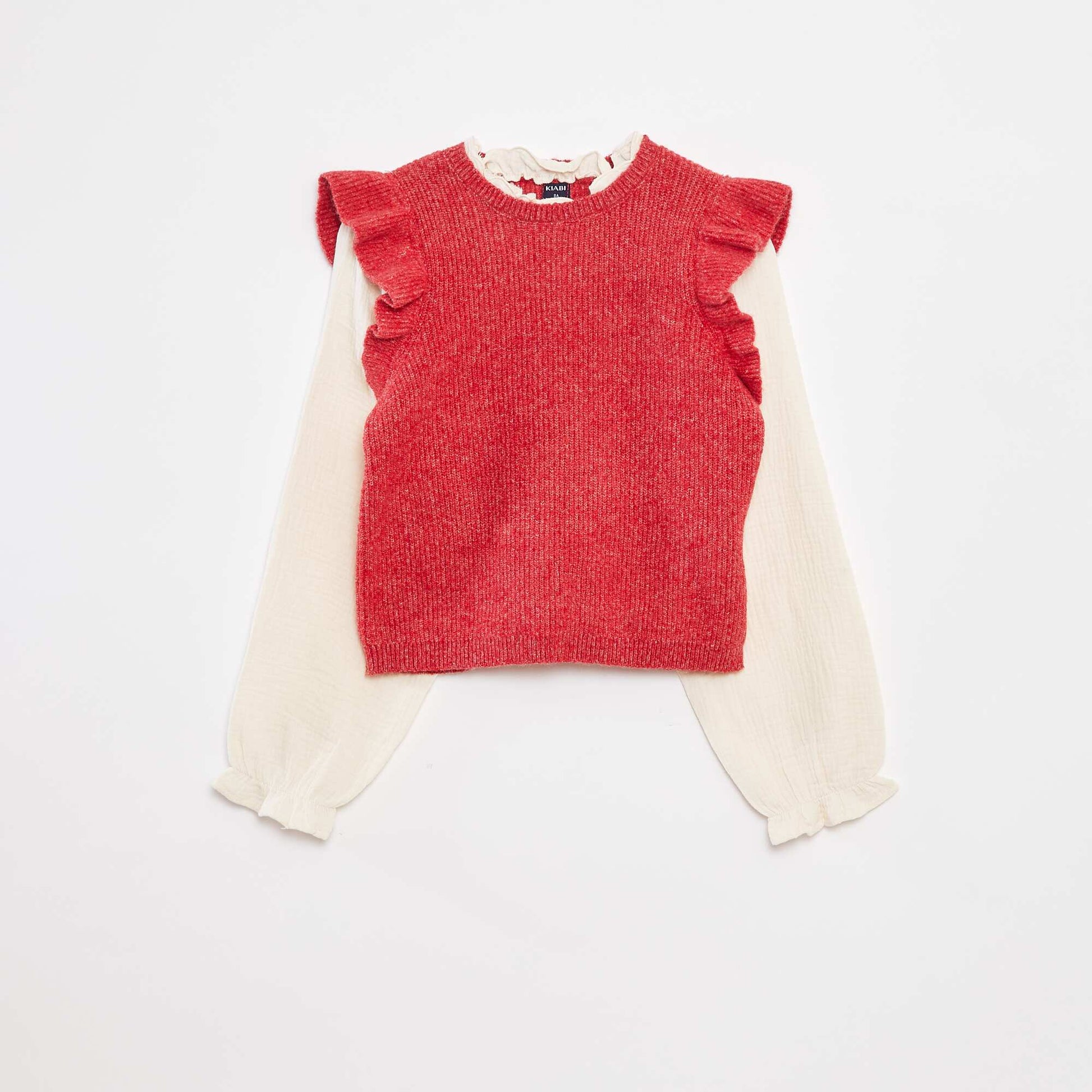 Pull avec blouse 2-en-1 ROUGE