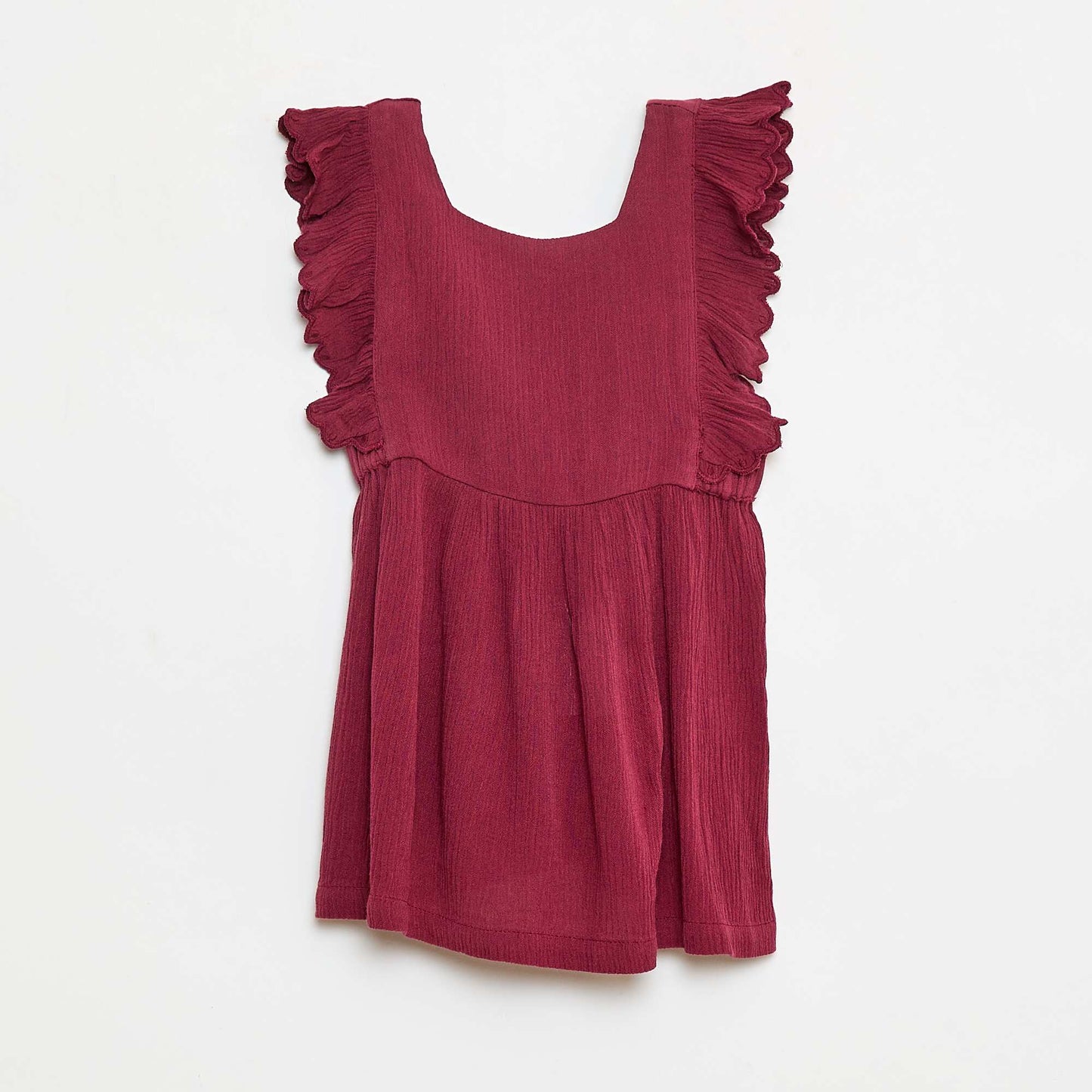 Robe volantée en coton uni ROUGE