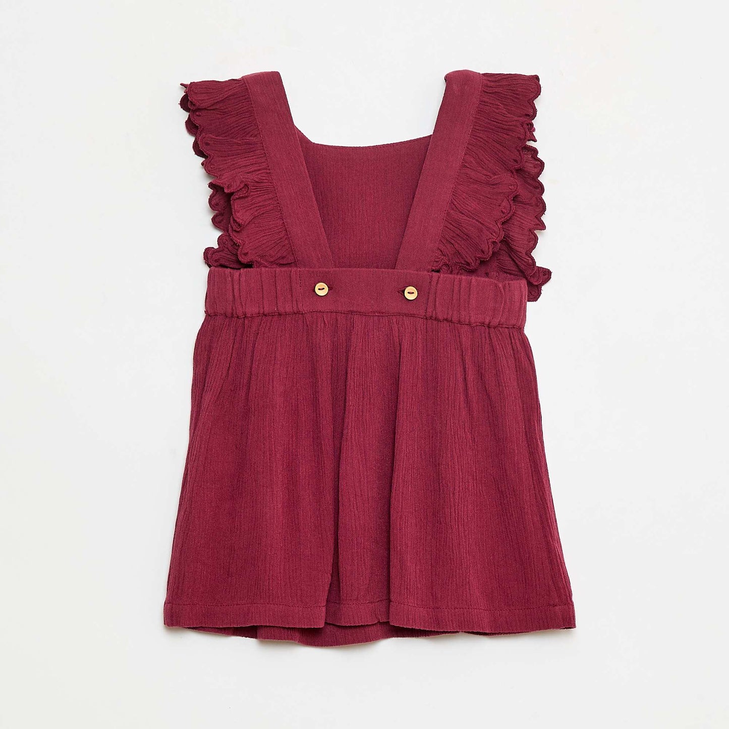 Robe volantée en coton uni ROUGE