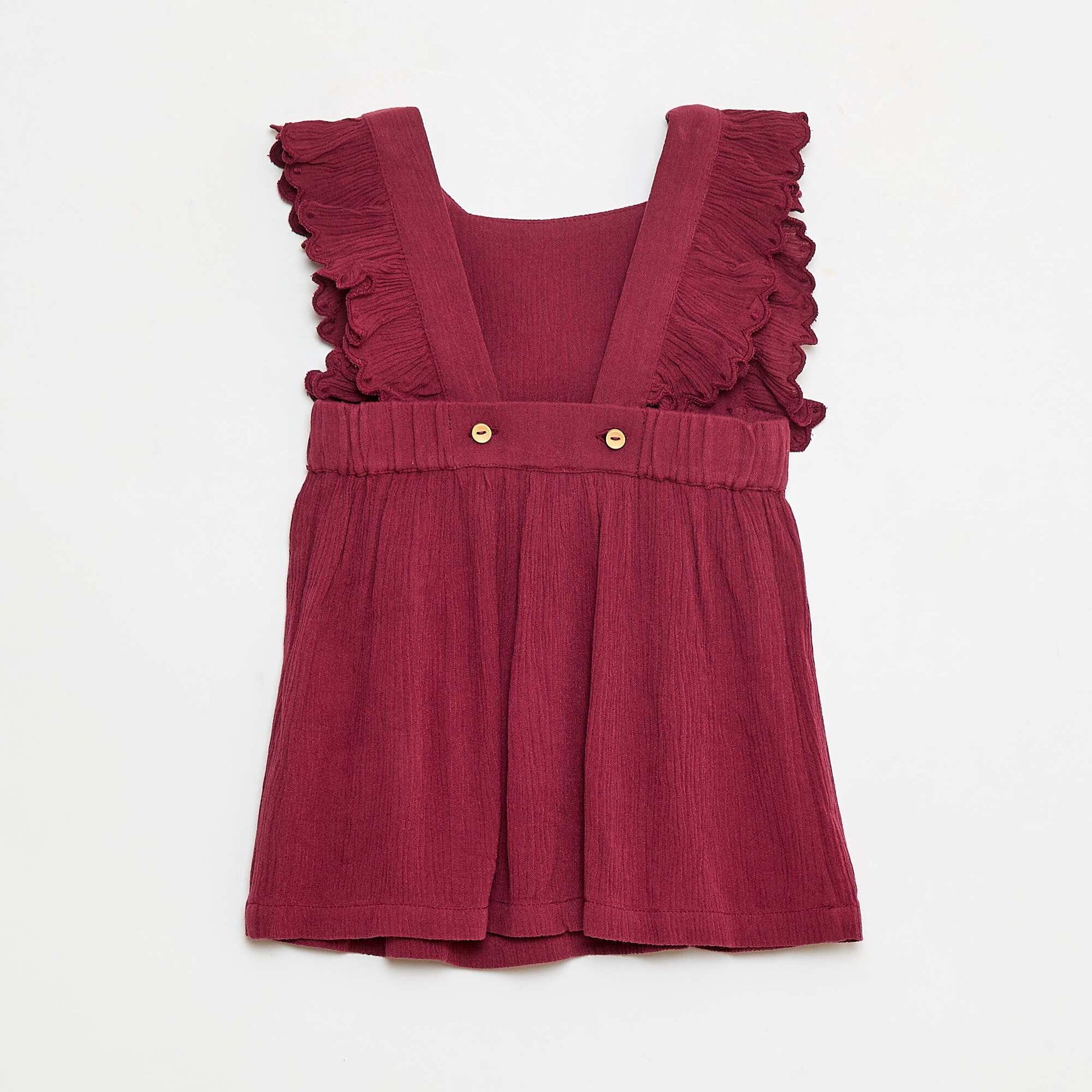 Robe volantée en coton uni ROUGE
