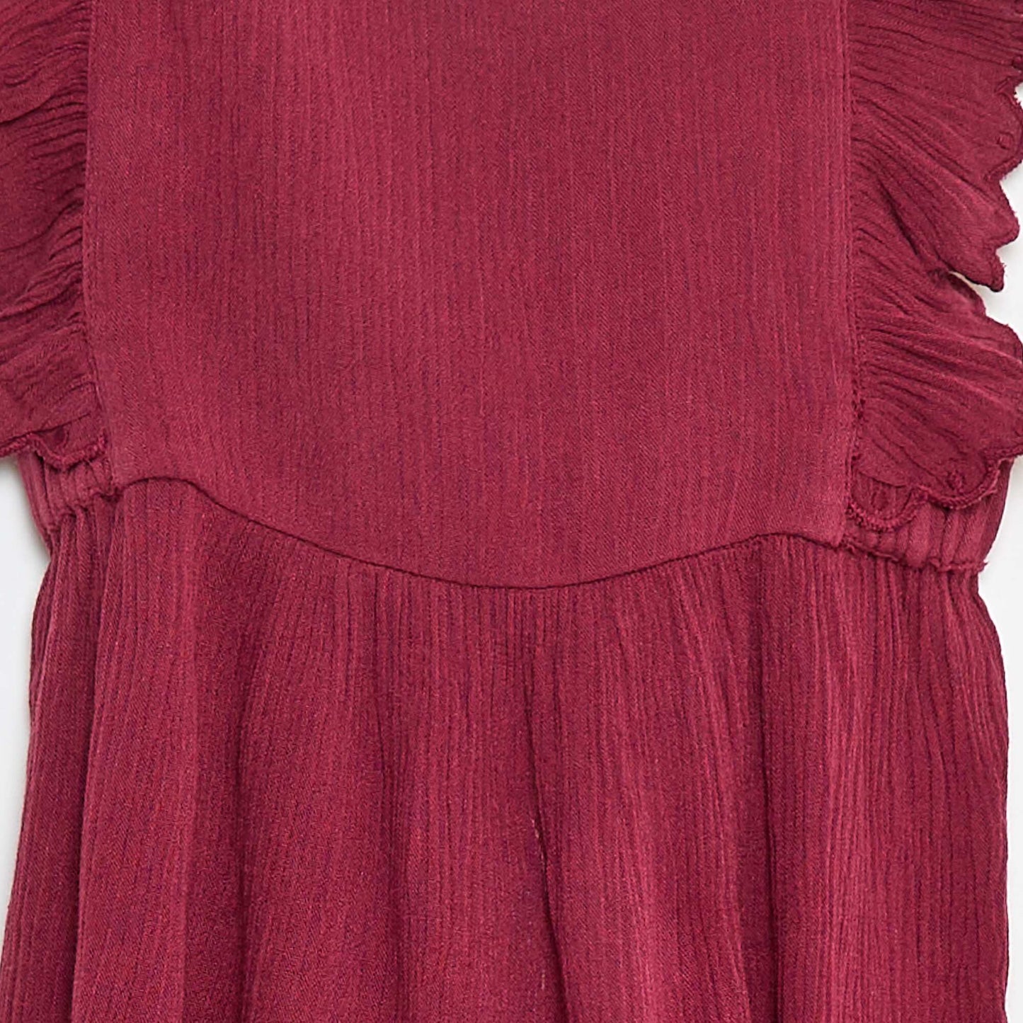 Robe volantée en coton uni ROUGE