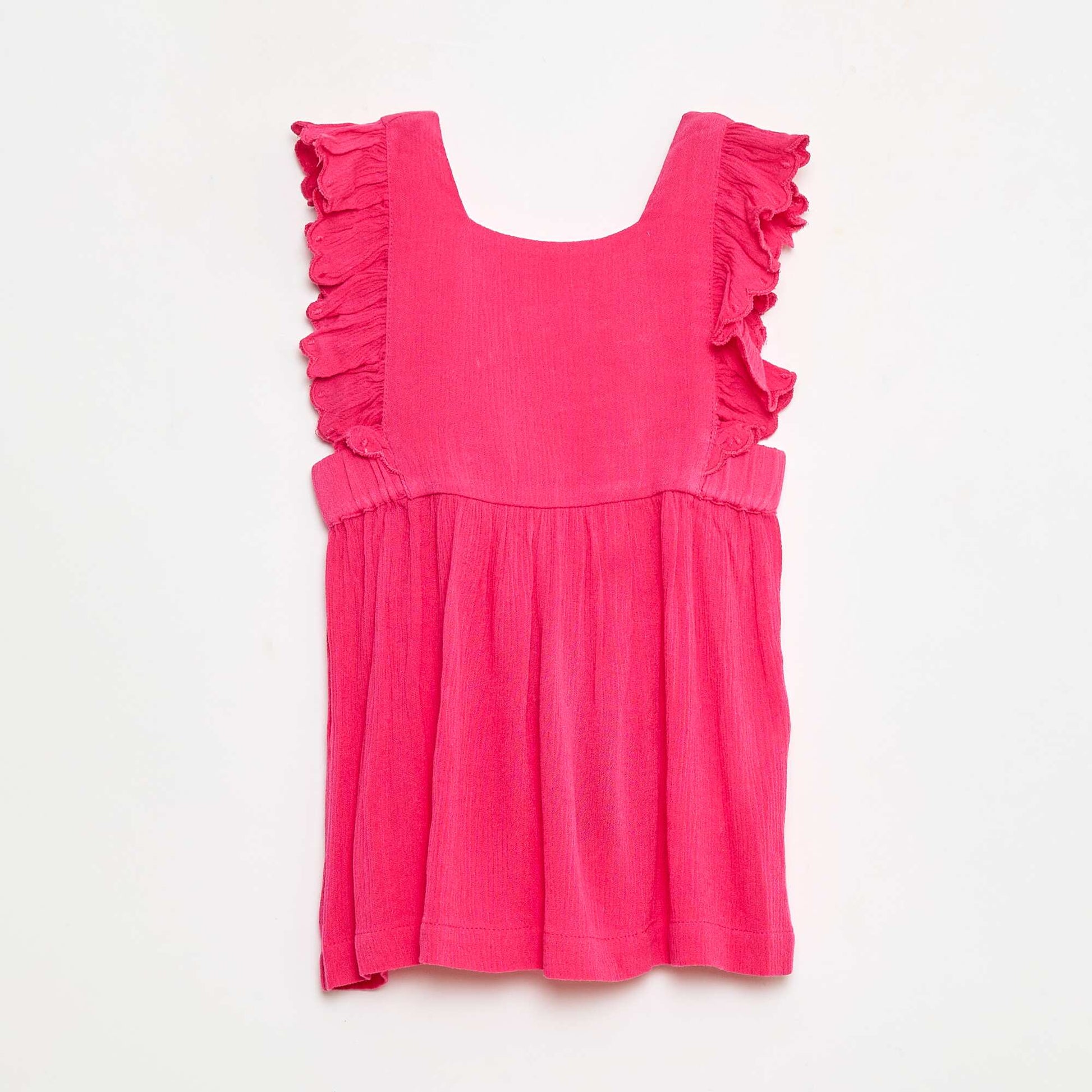 Robe volantée en coton uni ROSE