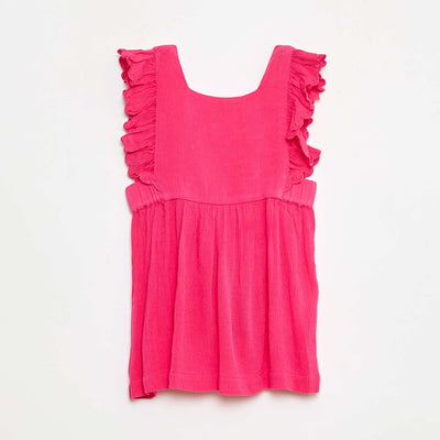 Robe volantée en coton uni ROSE