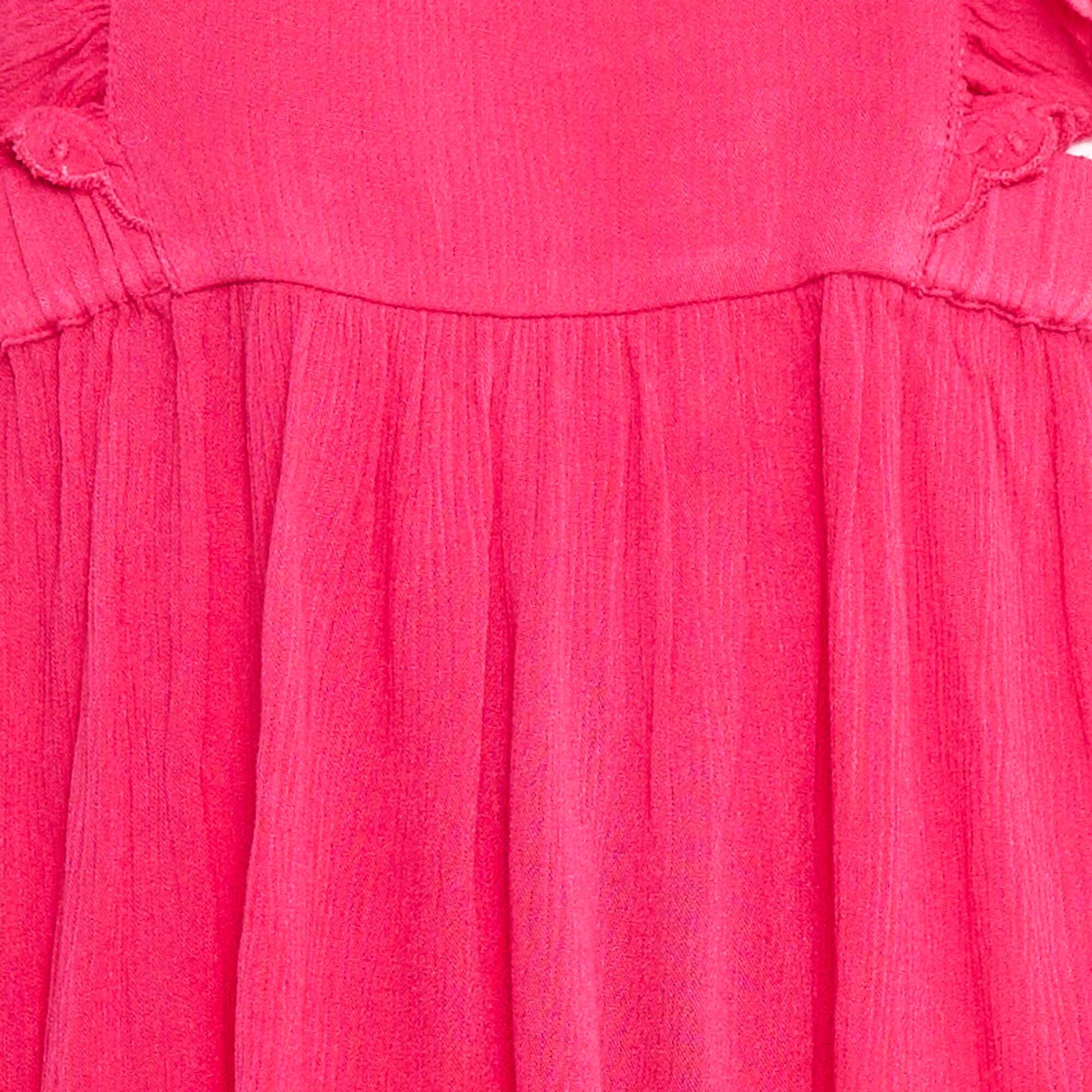 Robe volantée en coton uni ROSE
