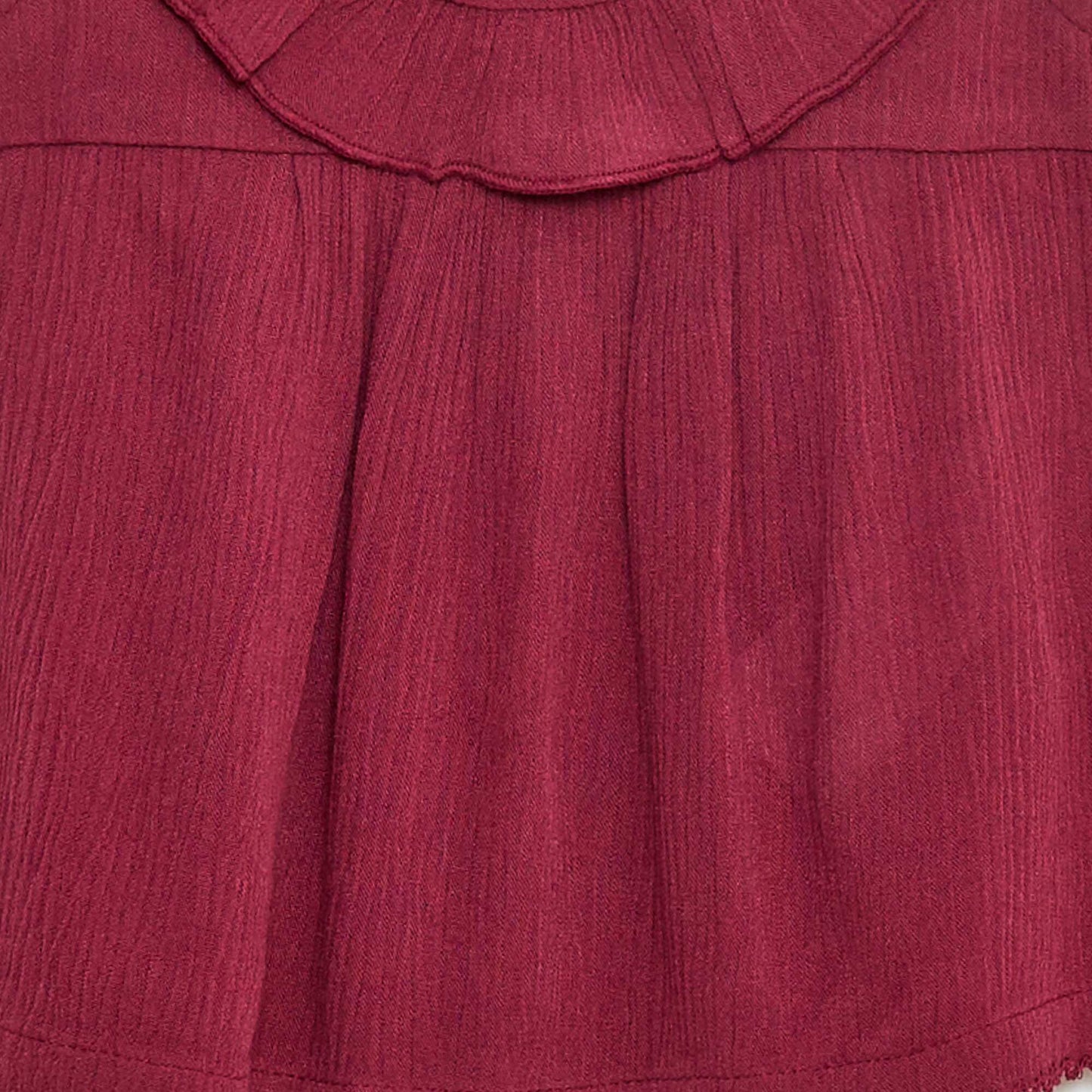 Blouse sans manches volantée unie ROUGE