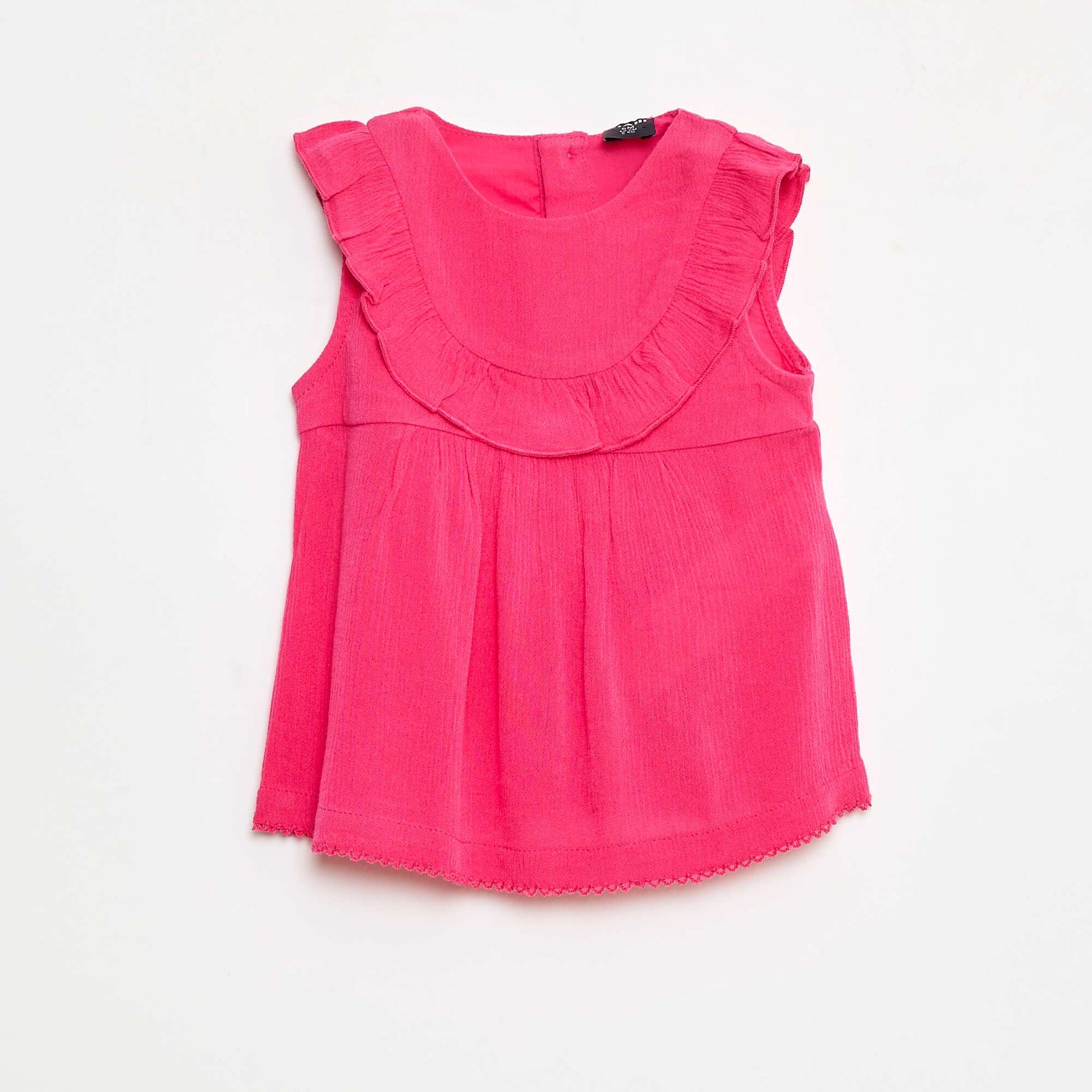 Blouse sans manches volantée unie ROSE