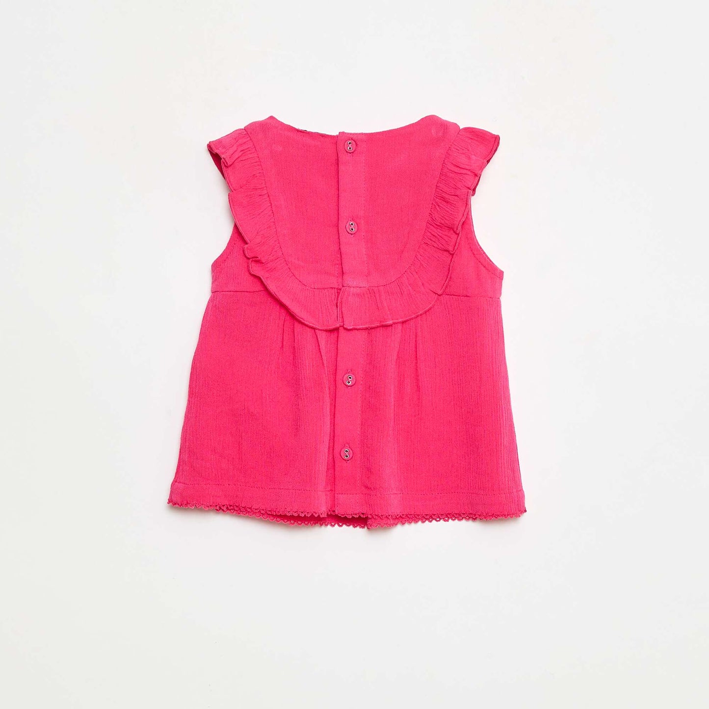 Blouse sans manches volantée unie ROSE
