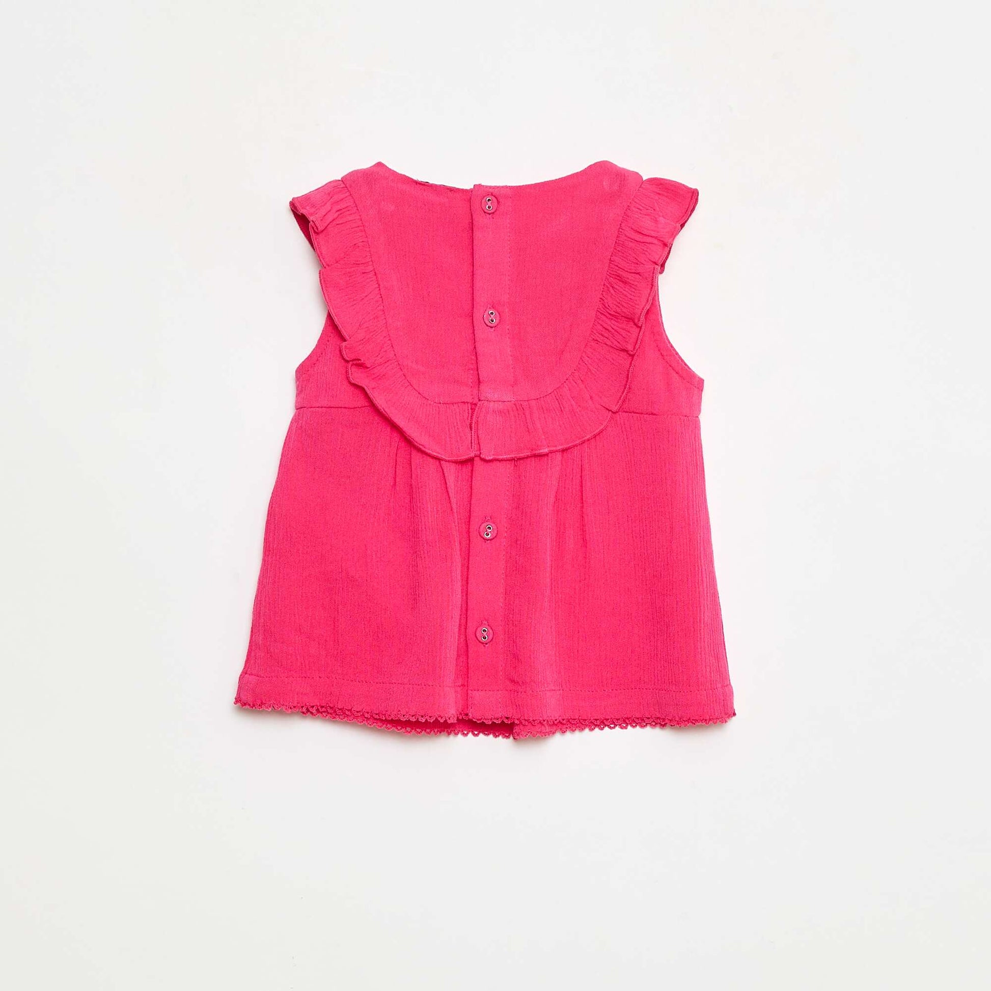 Blouse sans manches volantée unie ROSE