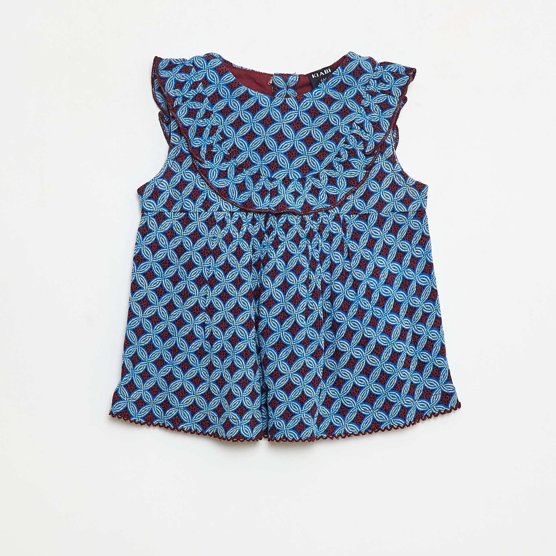 Blouse sans manches volantée wax VIOLET