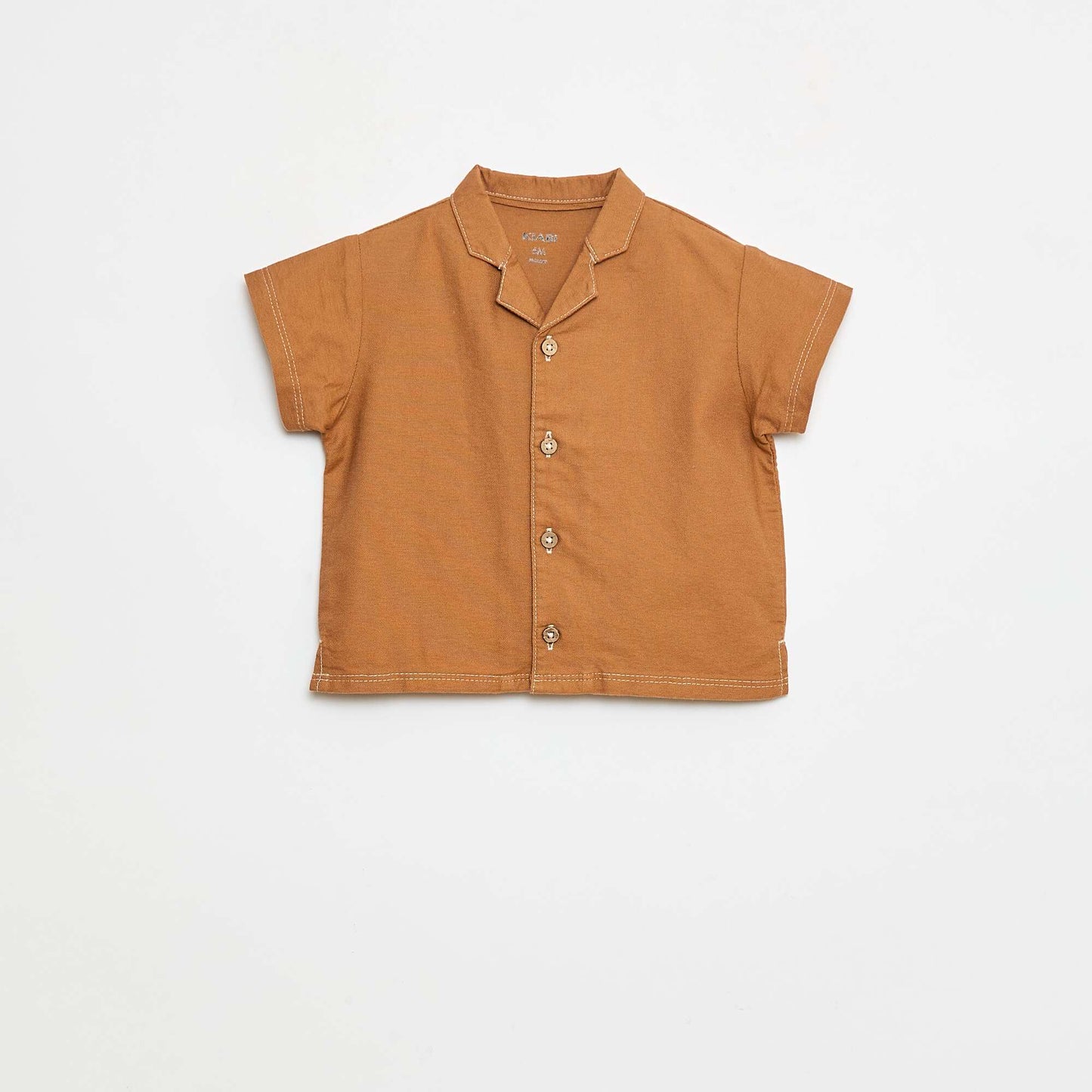 Chemise manches courtes uni MARRON