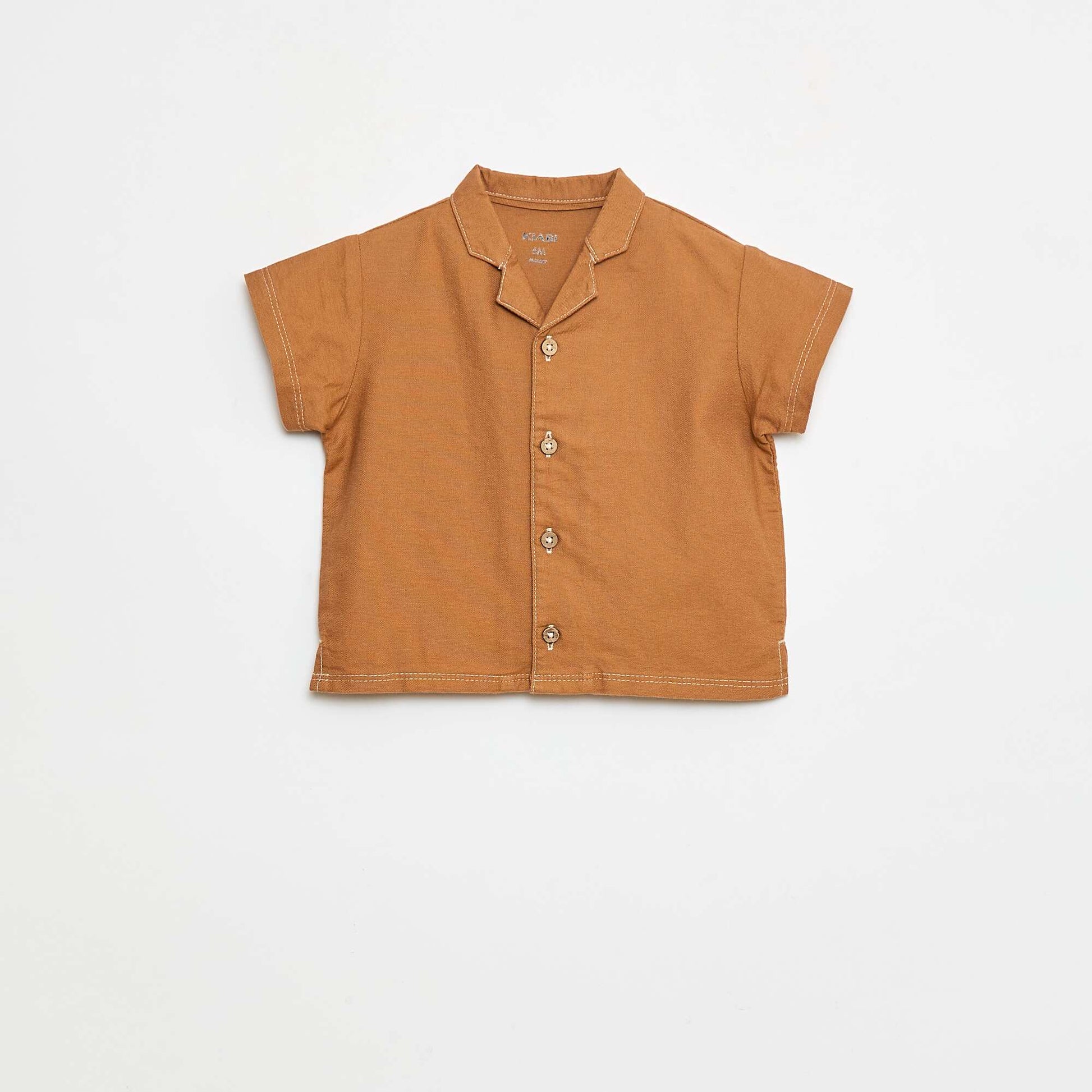 Chemise manches courtes uni MARRON