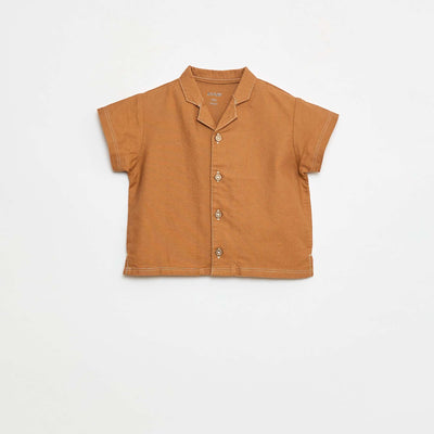 Chemise manches courtes uni MARRON