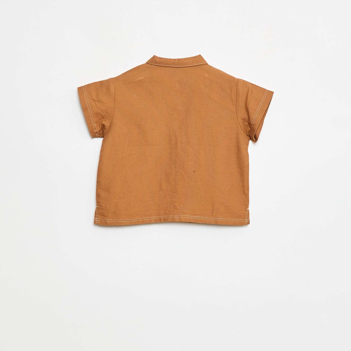 Chemise manches courtes uni MARRON