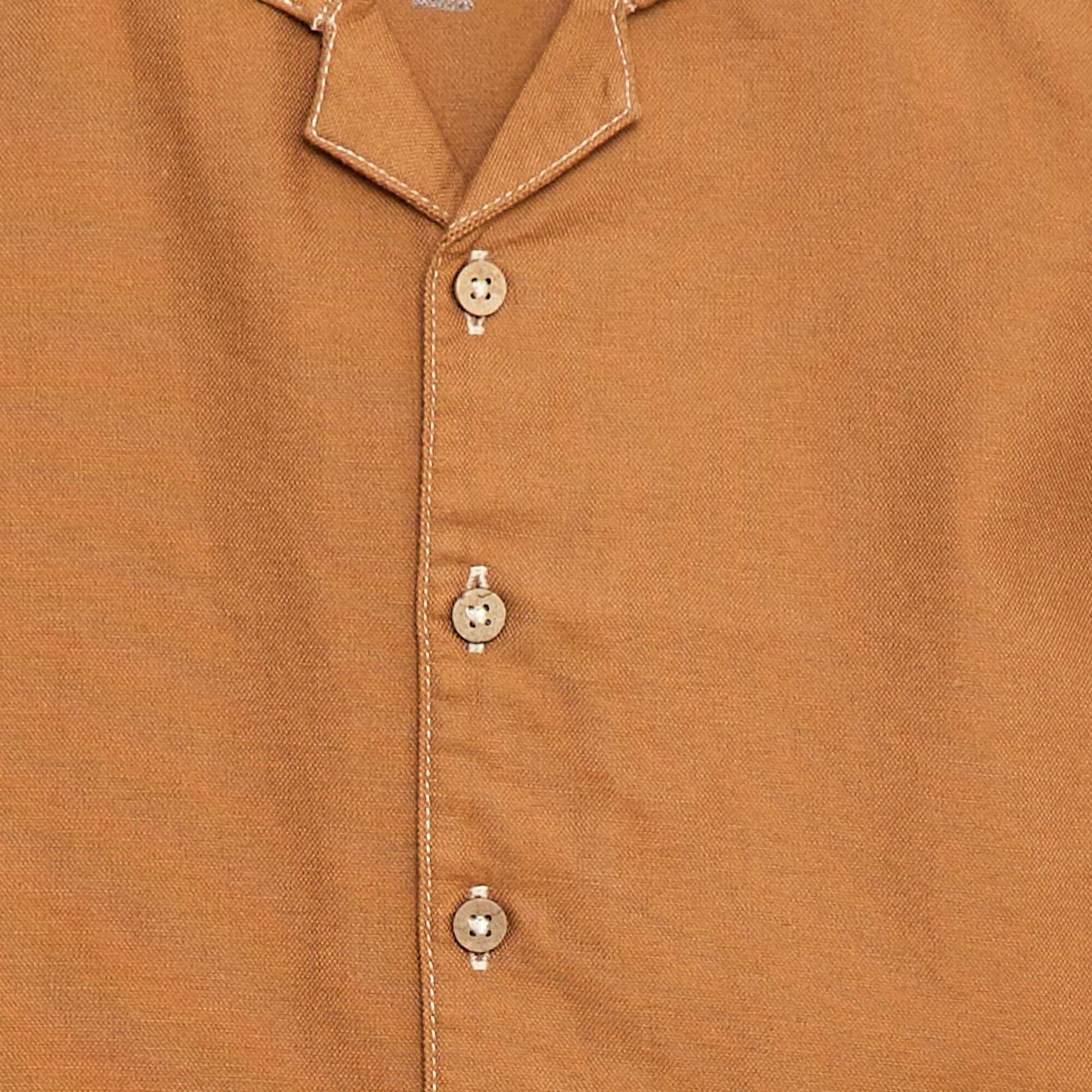 Chemise manches courtes uni MARRON