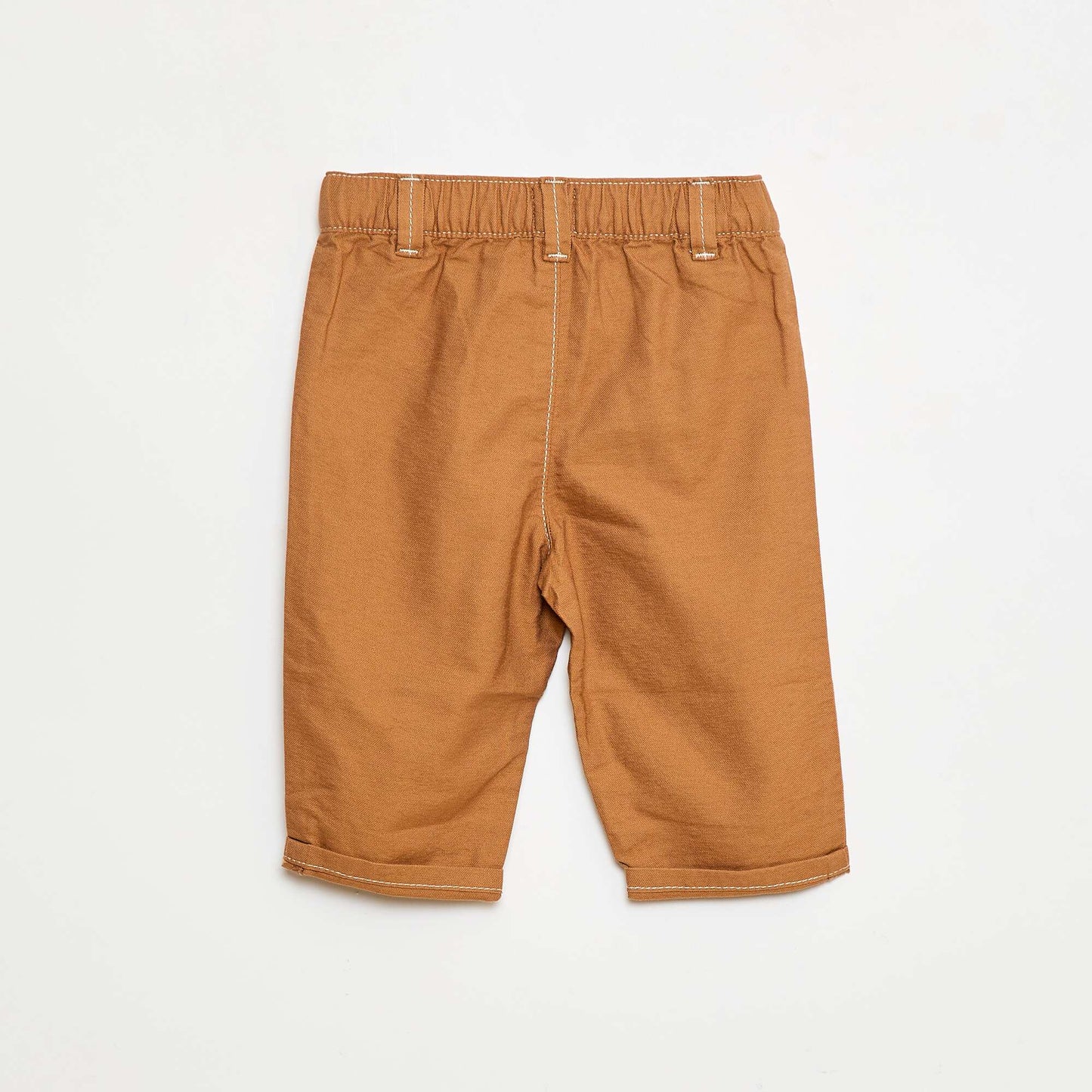 Pantalon oxford avec coutures uni MARRON