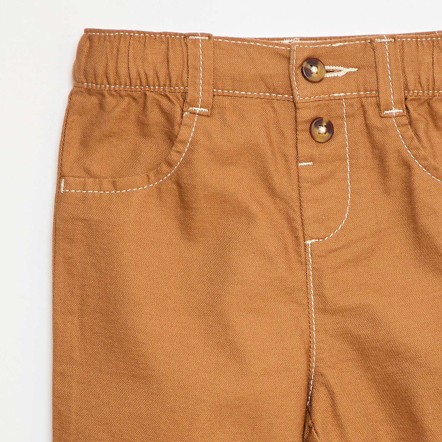 Pantalon oxford avec coutures uni MARRON