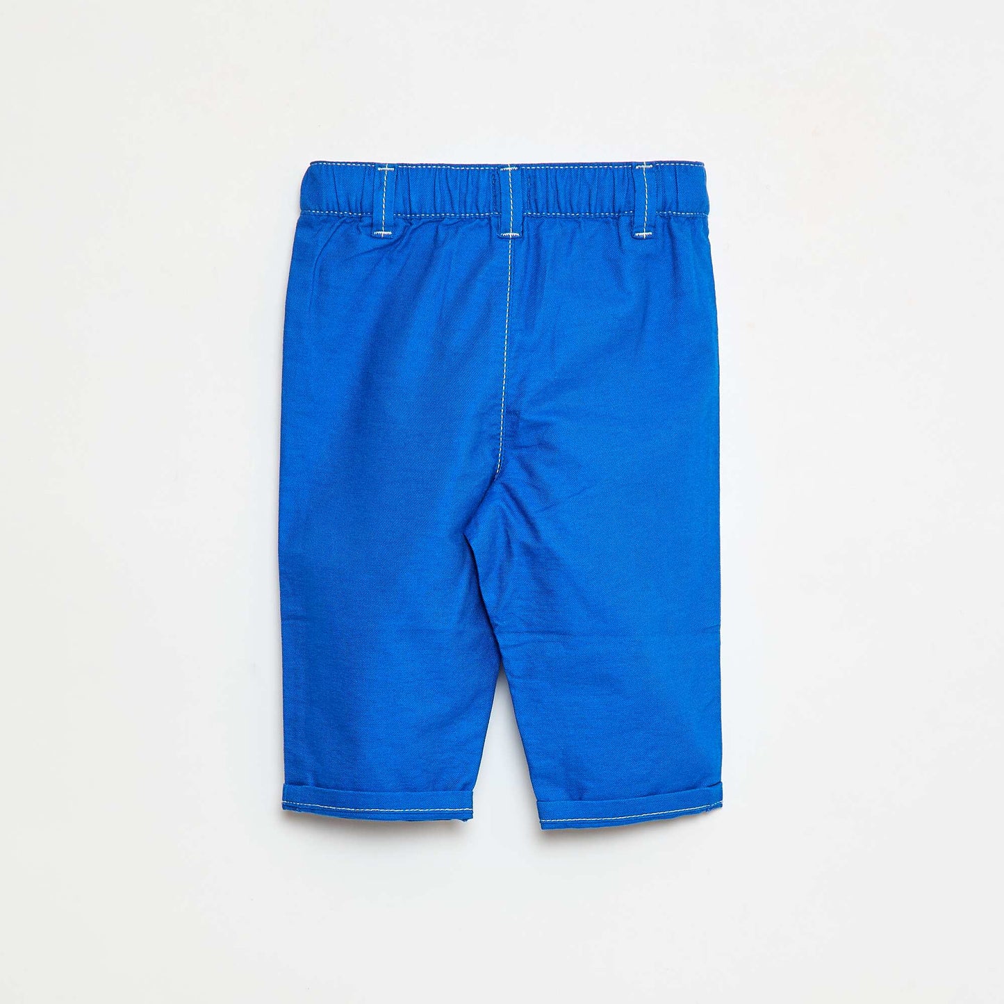 Pantalon oxford avec coutures uni BLEU