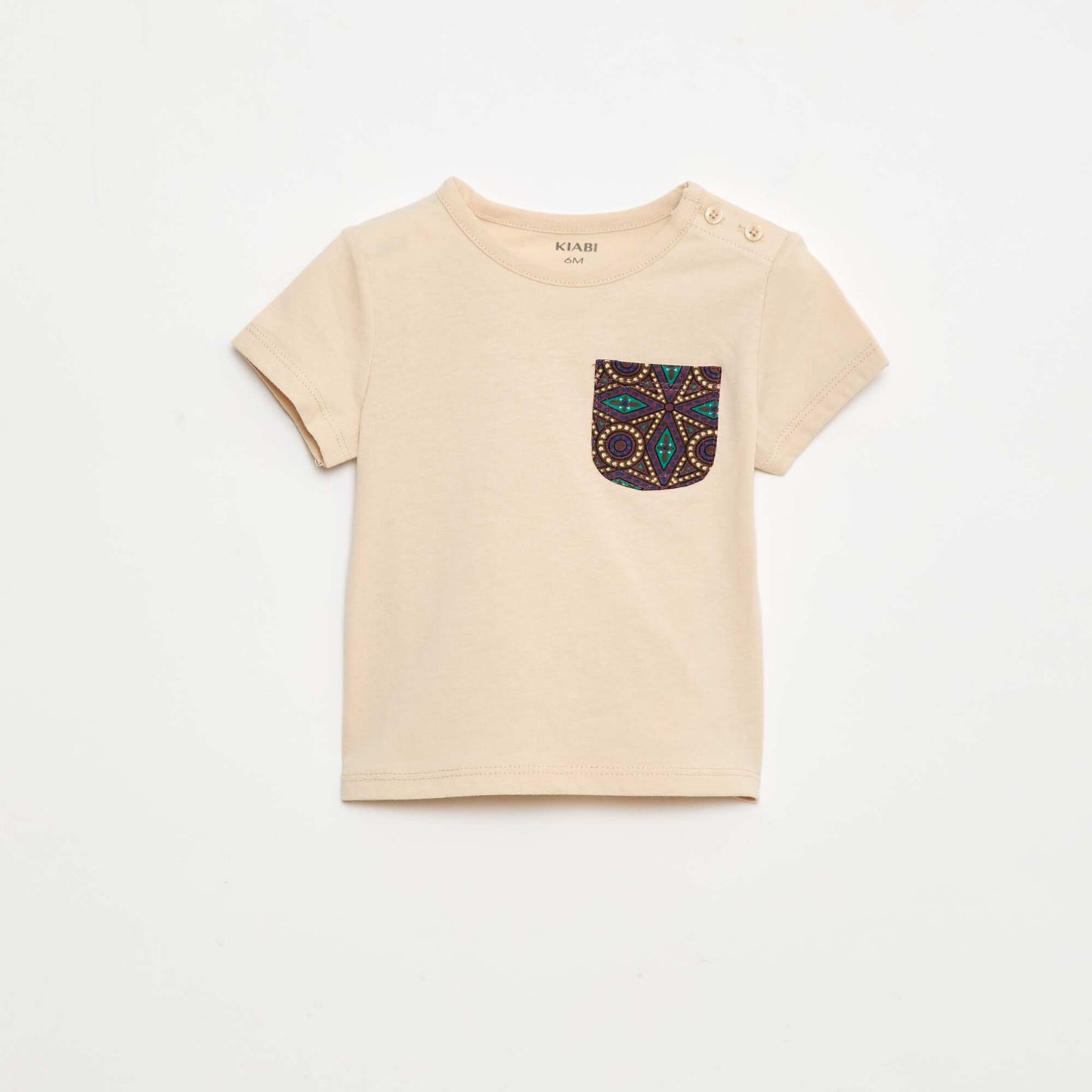 T-shirt en jersey avec poche imprimée BEIGE
