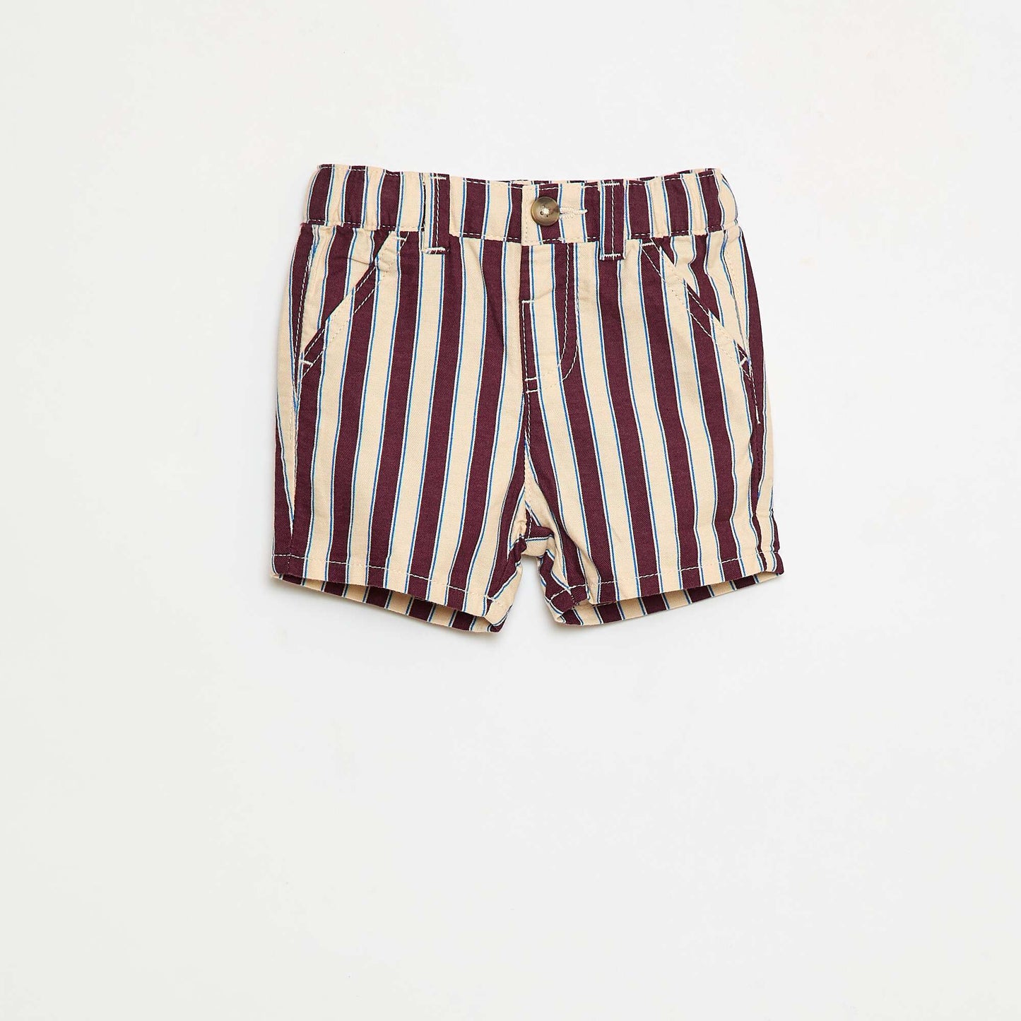 Short en oxford ajustable rayé BEIGE