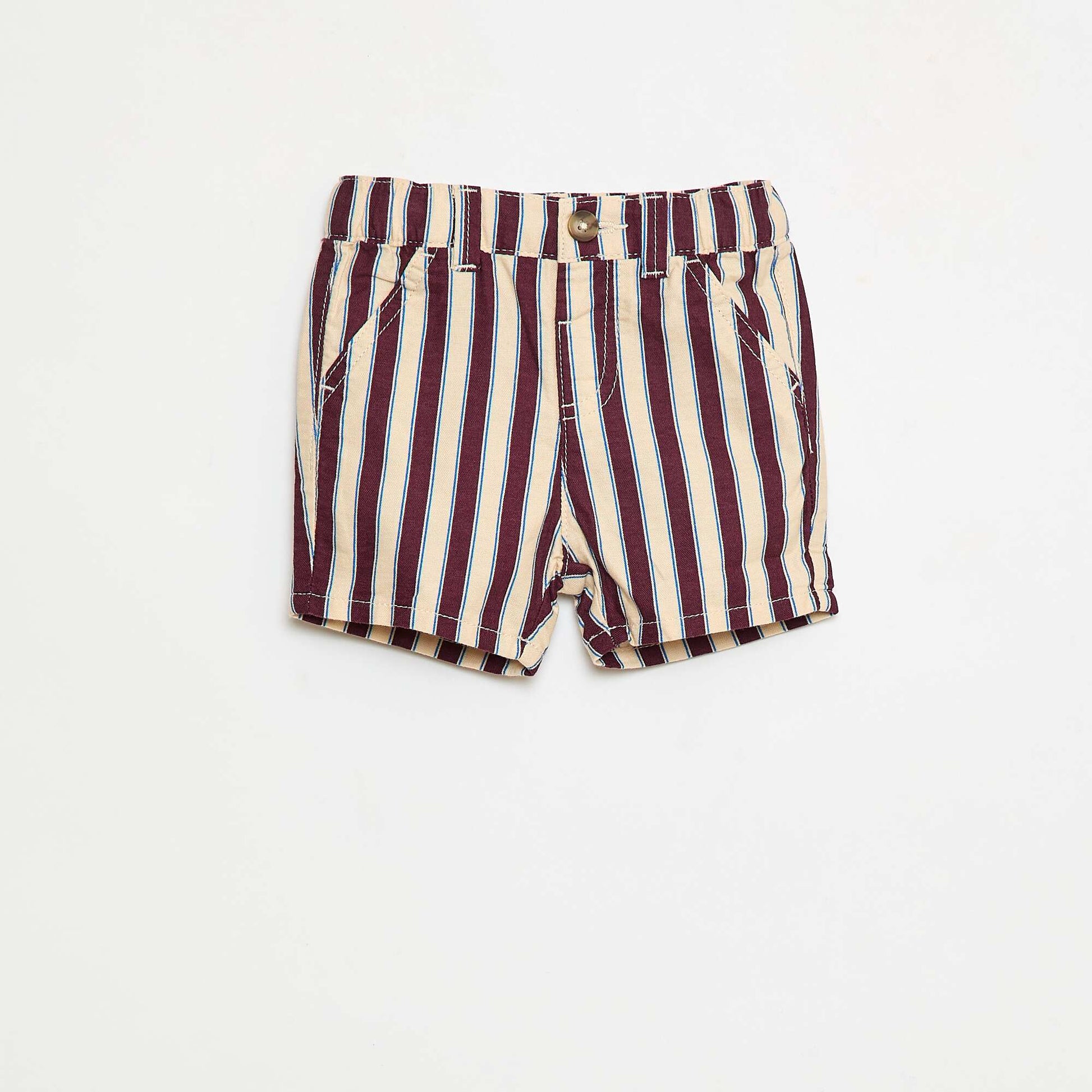 Short en oxford ajustable rayé BEIGE