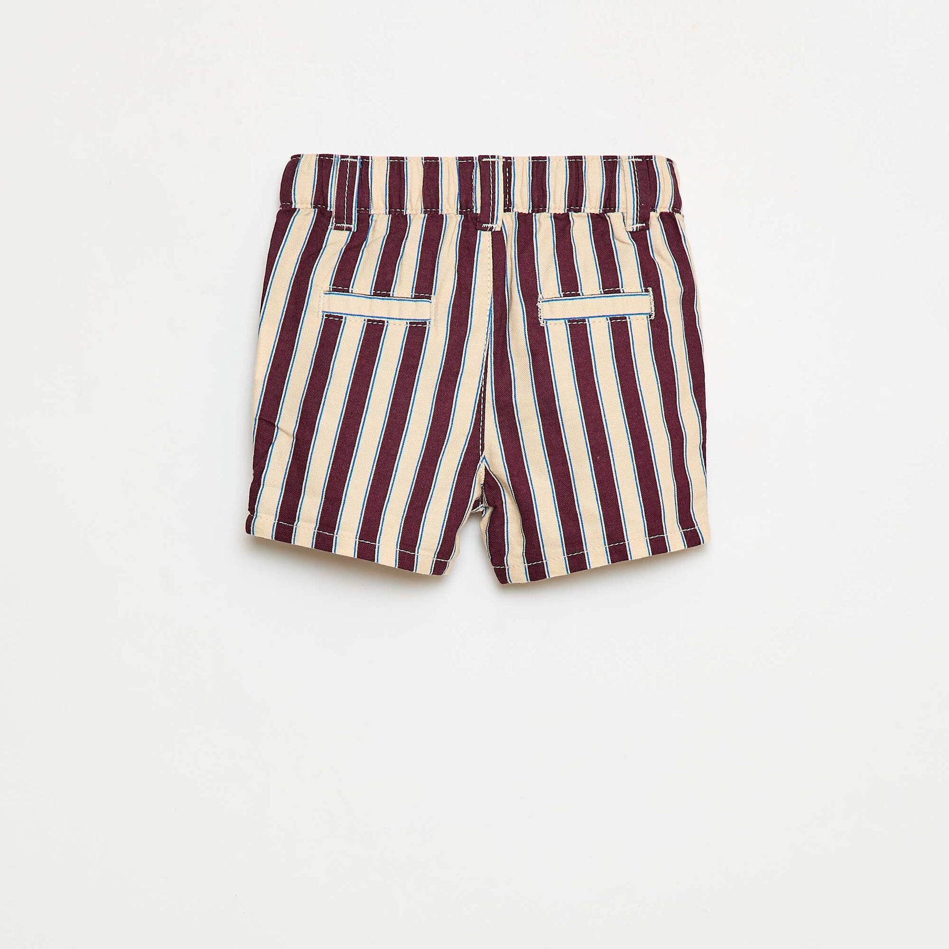 Short en oxford ajustable rayé BEIGE