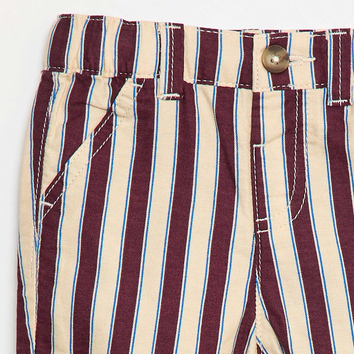 Short en oxford ajustable rayé BEIGE