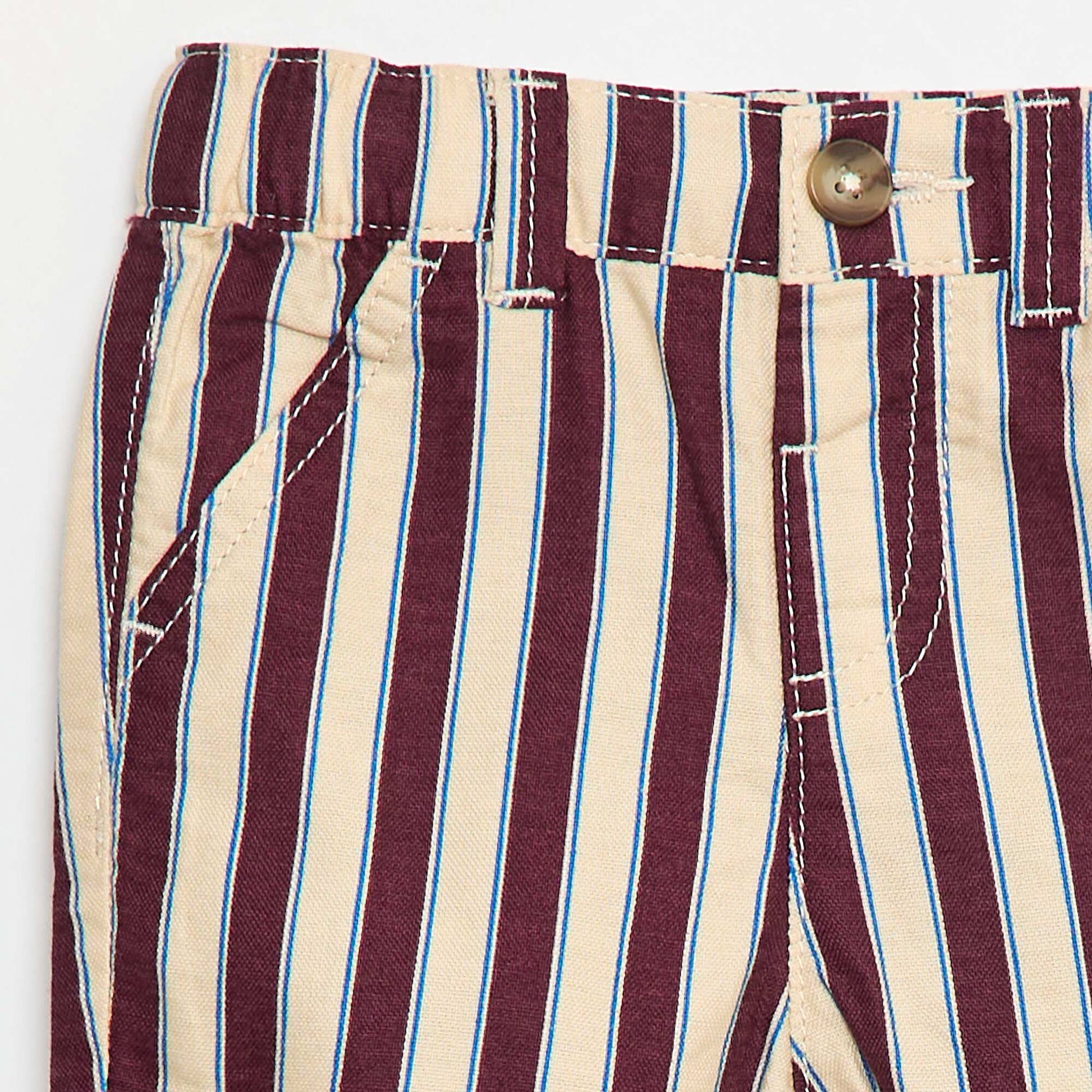 Short en oxford ajustable rayé BEIGE