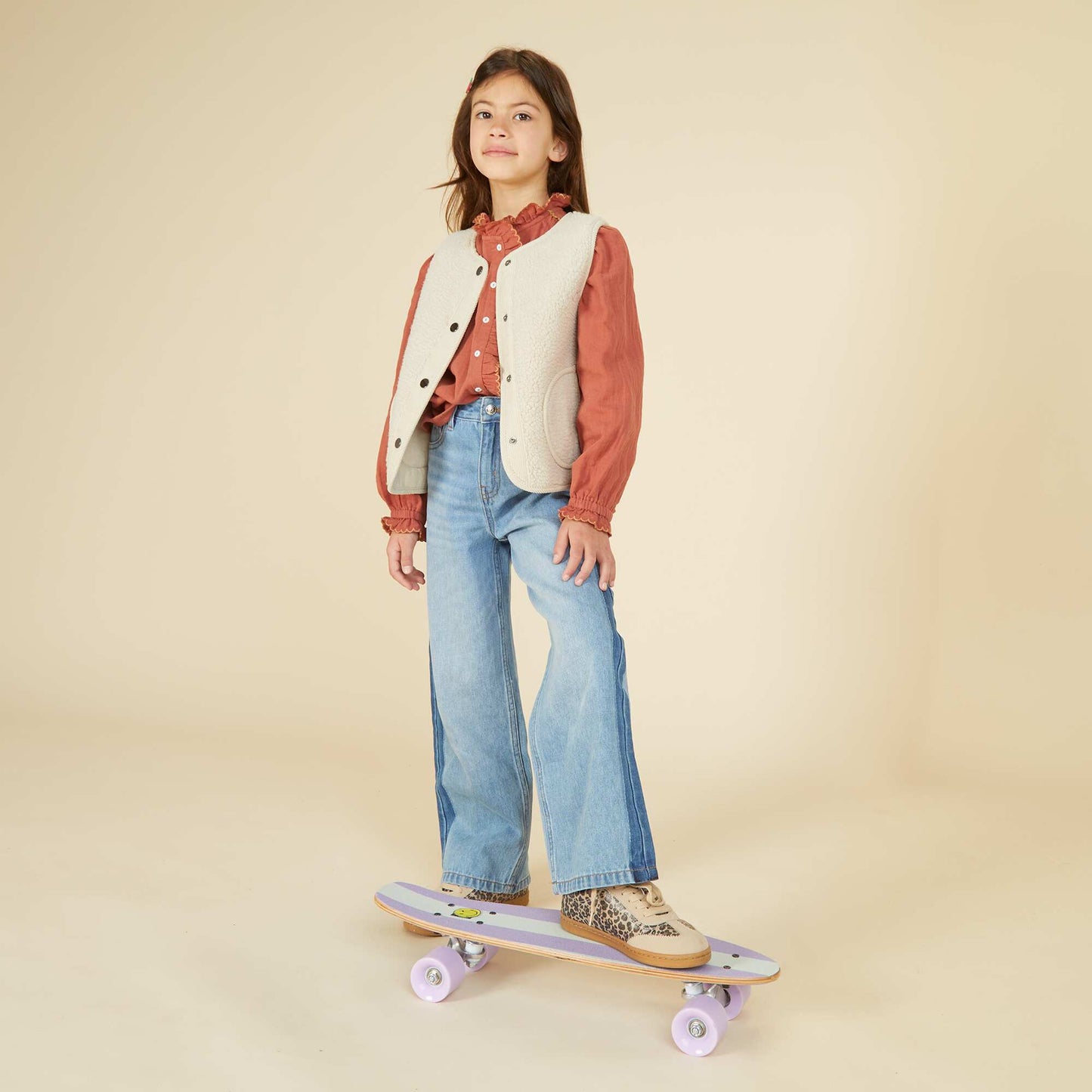 Jean wide leg avec bande contrastante BLEU