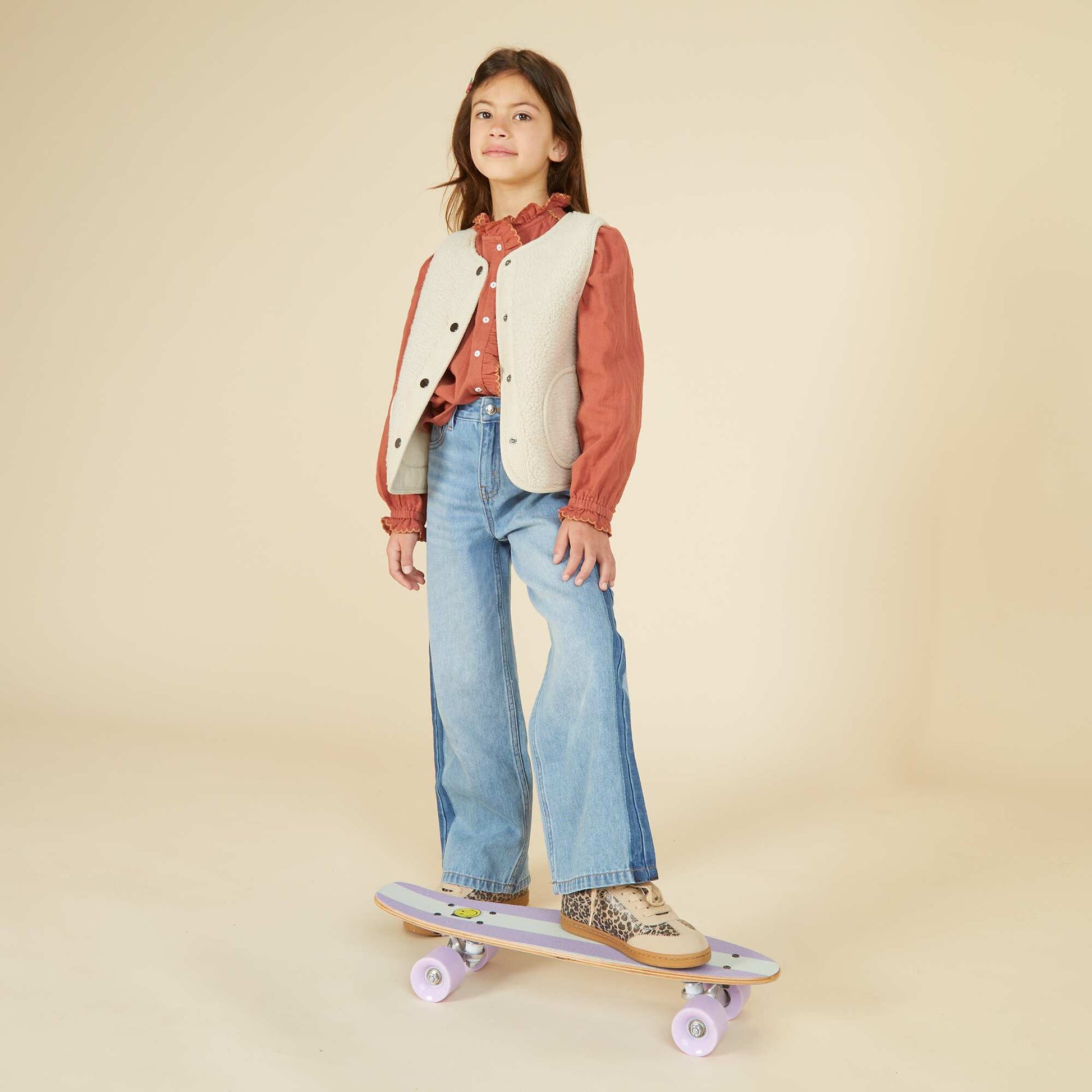 Jean wide leg avec bande contrastante BLEU