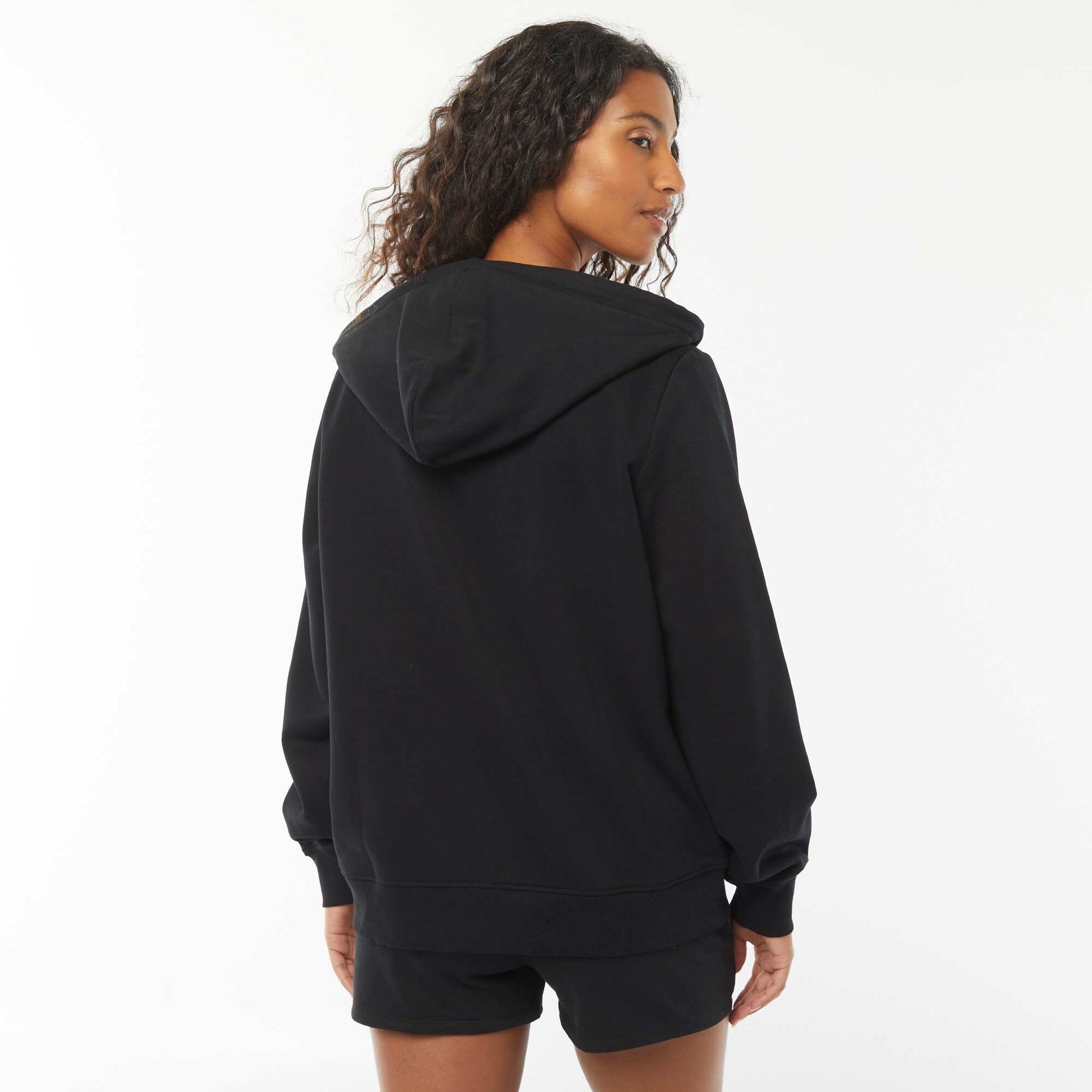 Sweat zippé à capuche basique NOIR