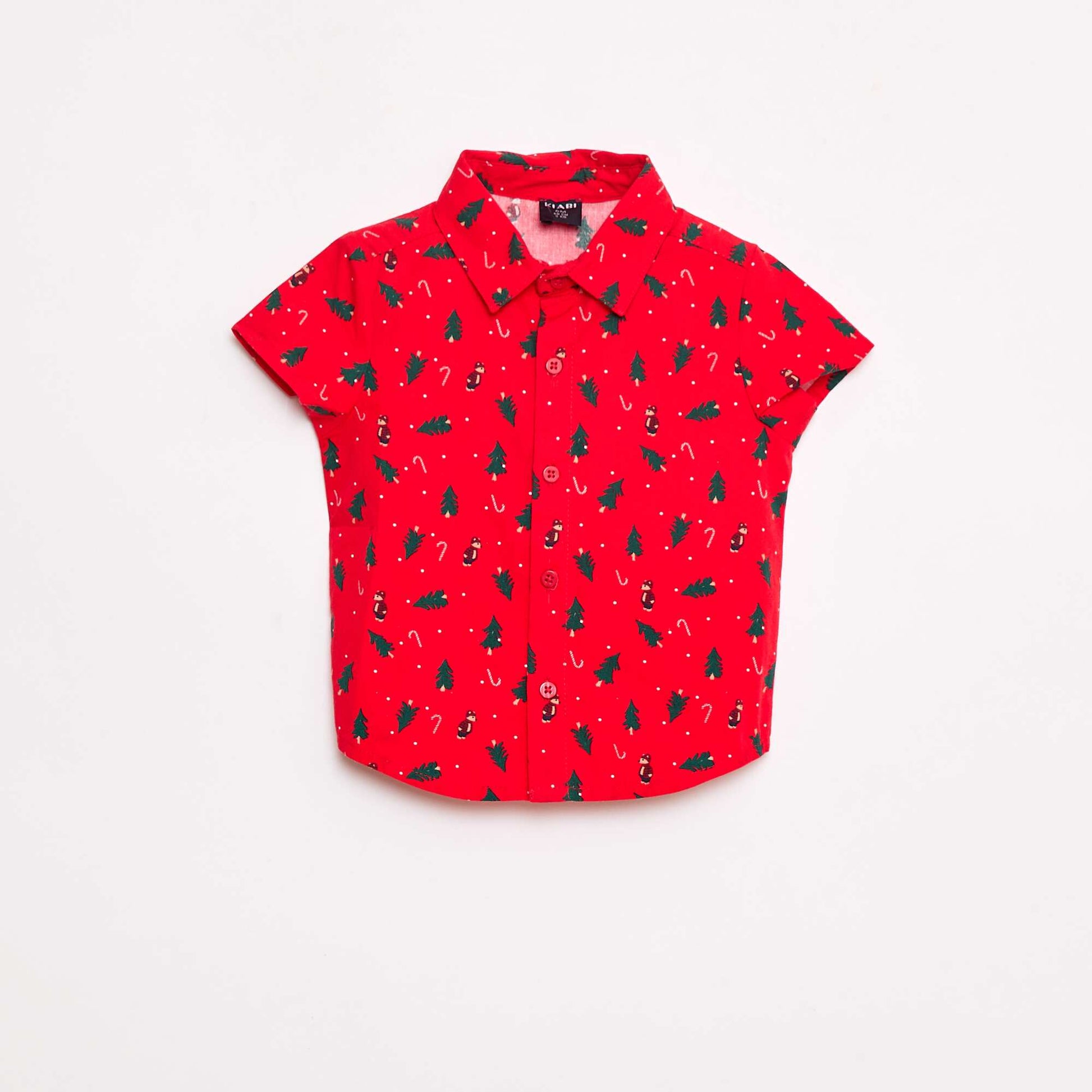 Chemise imprimé all-over 'Noël' en coton ROUGE